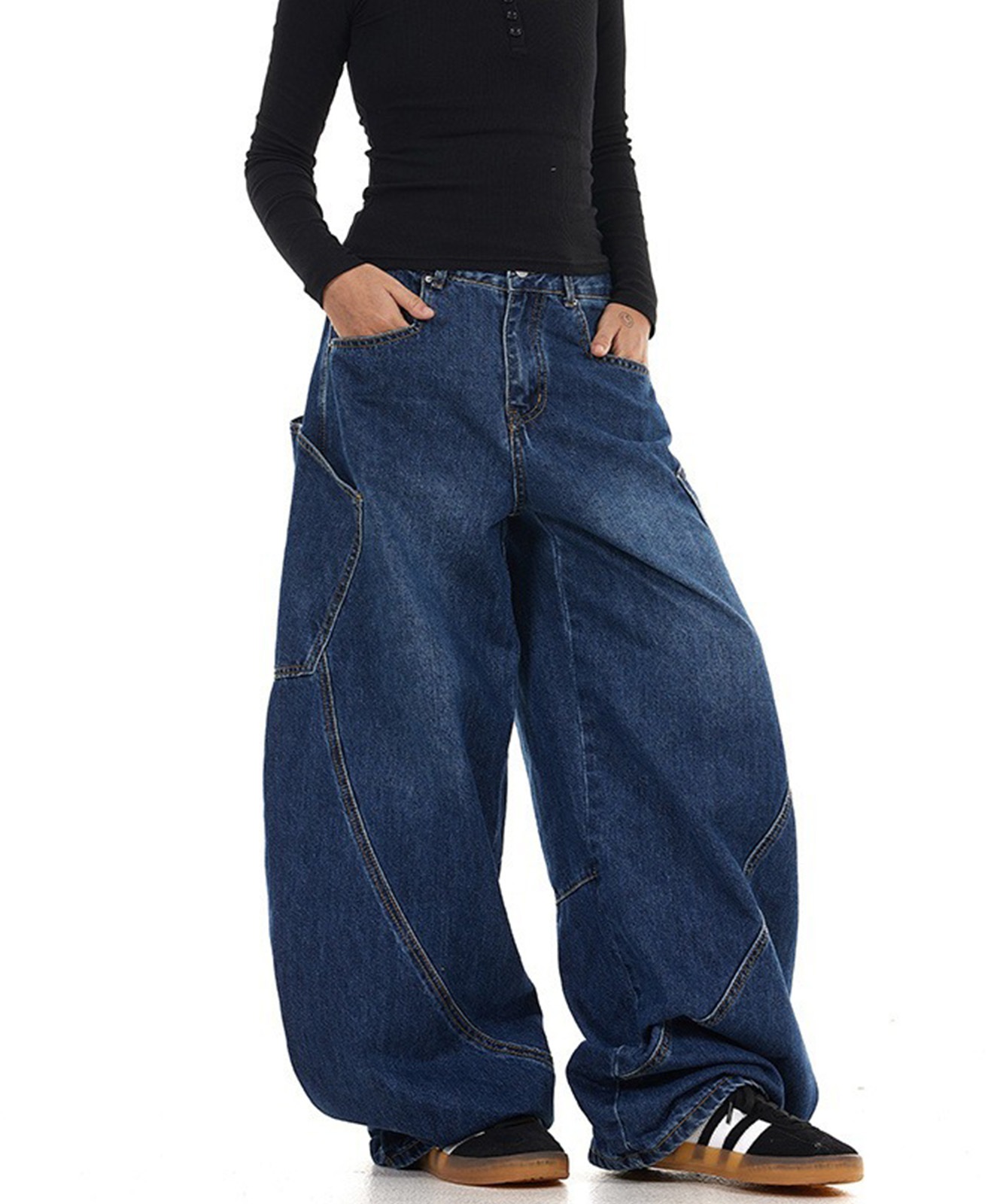 バギー デニム スーパー ワイド パンツ