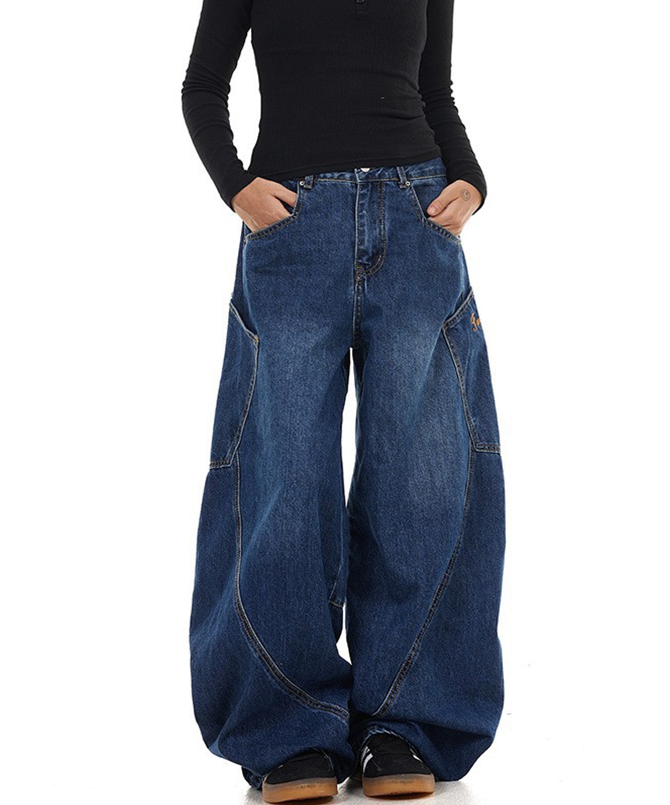 バギー デニム スーパー ワイド パンツ