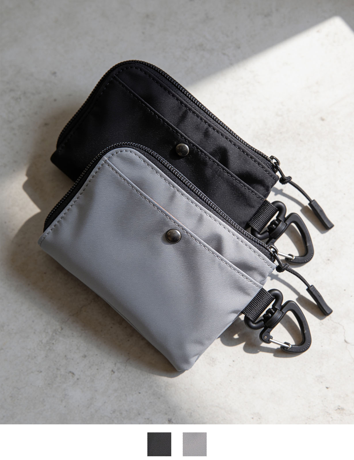 【 DEVICE 】 カラビナ付き マルチ コインケース ミニ財布 フラグメントケース ポーチ L字ファスナー ミリタリー MA-1風 メンズ レディース ユニセックス DPN26030