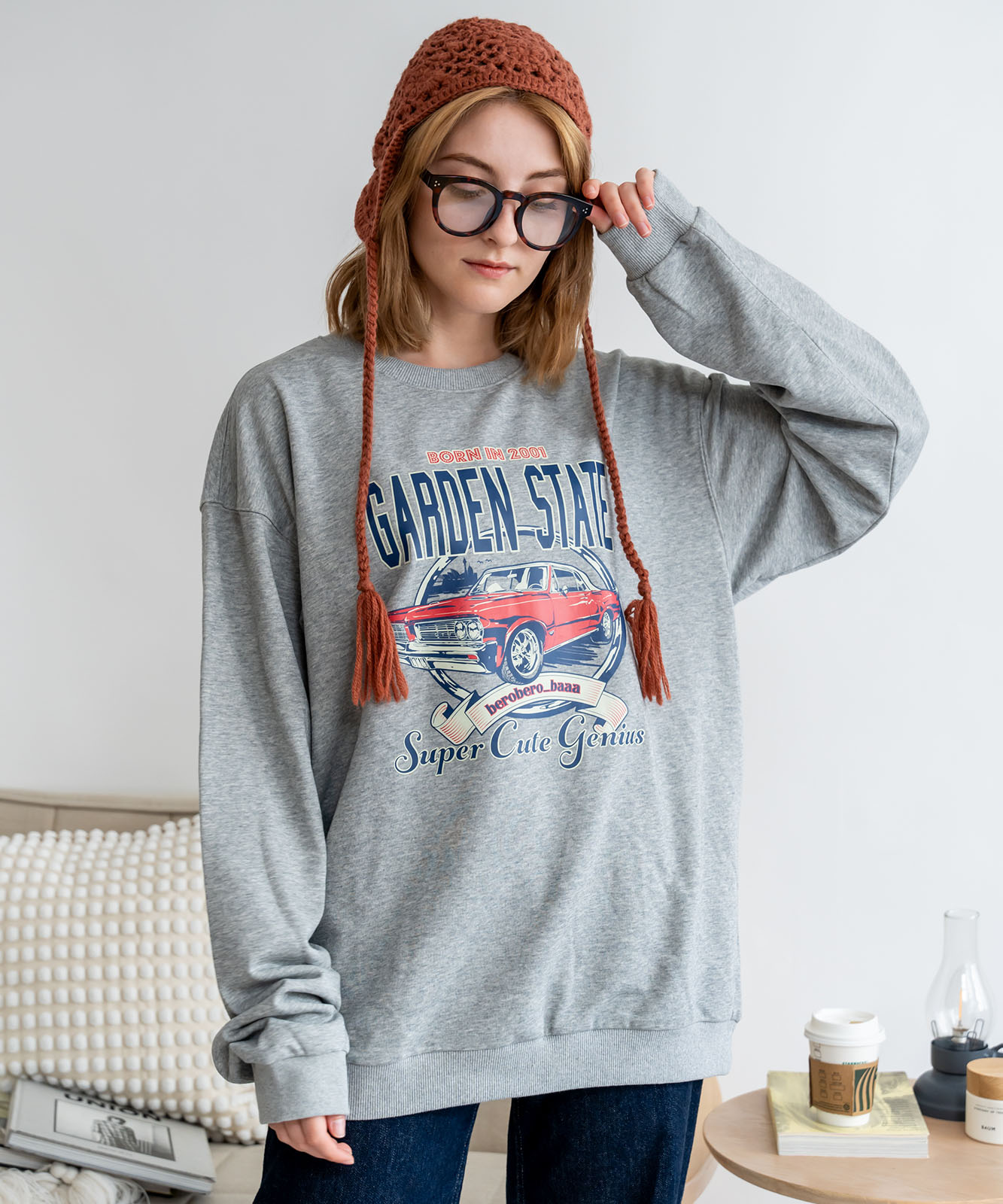 ルーズグラフィックプリント スウェット トレーナー メンズ レディース 秋服 冬服