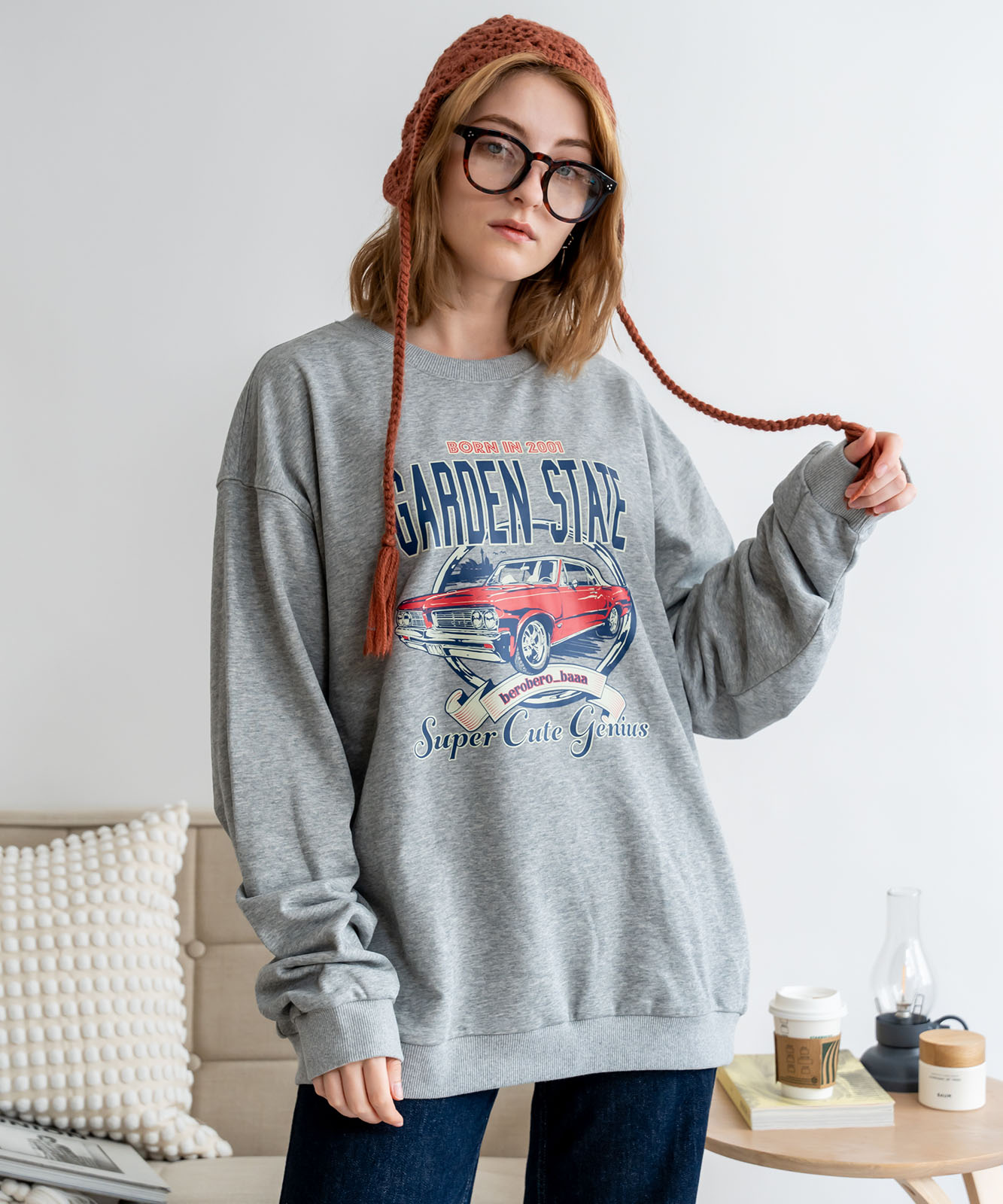 ルーズグラフィックプリント スウェット トレーナー メンズ レディース 秋服 冬服