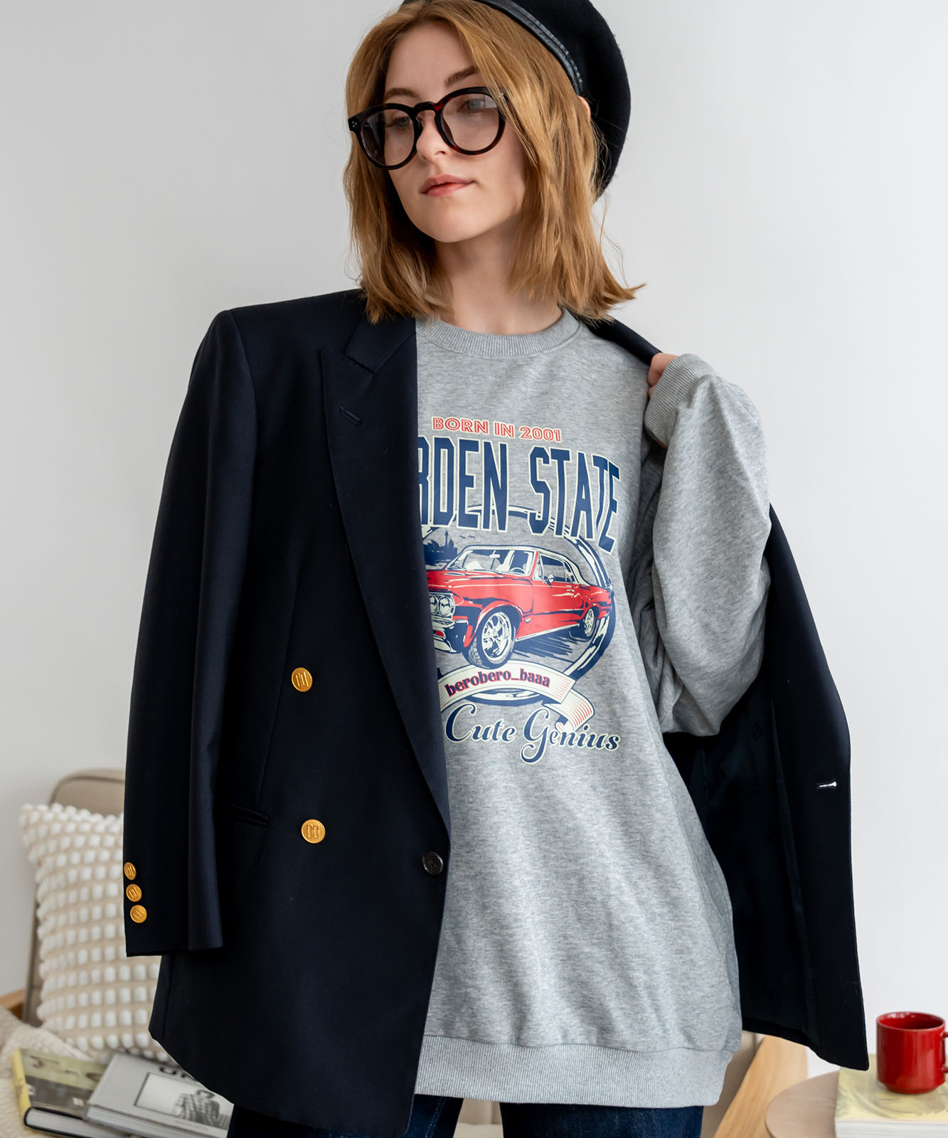 ルーズグラフィックプリント スウェット トレーナー メンズ レディース 秋服 冬服