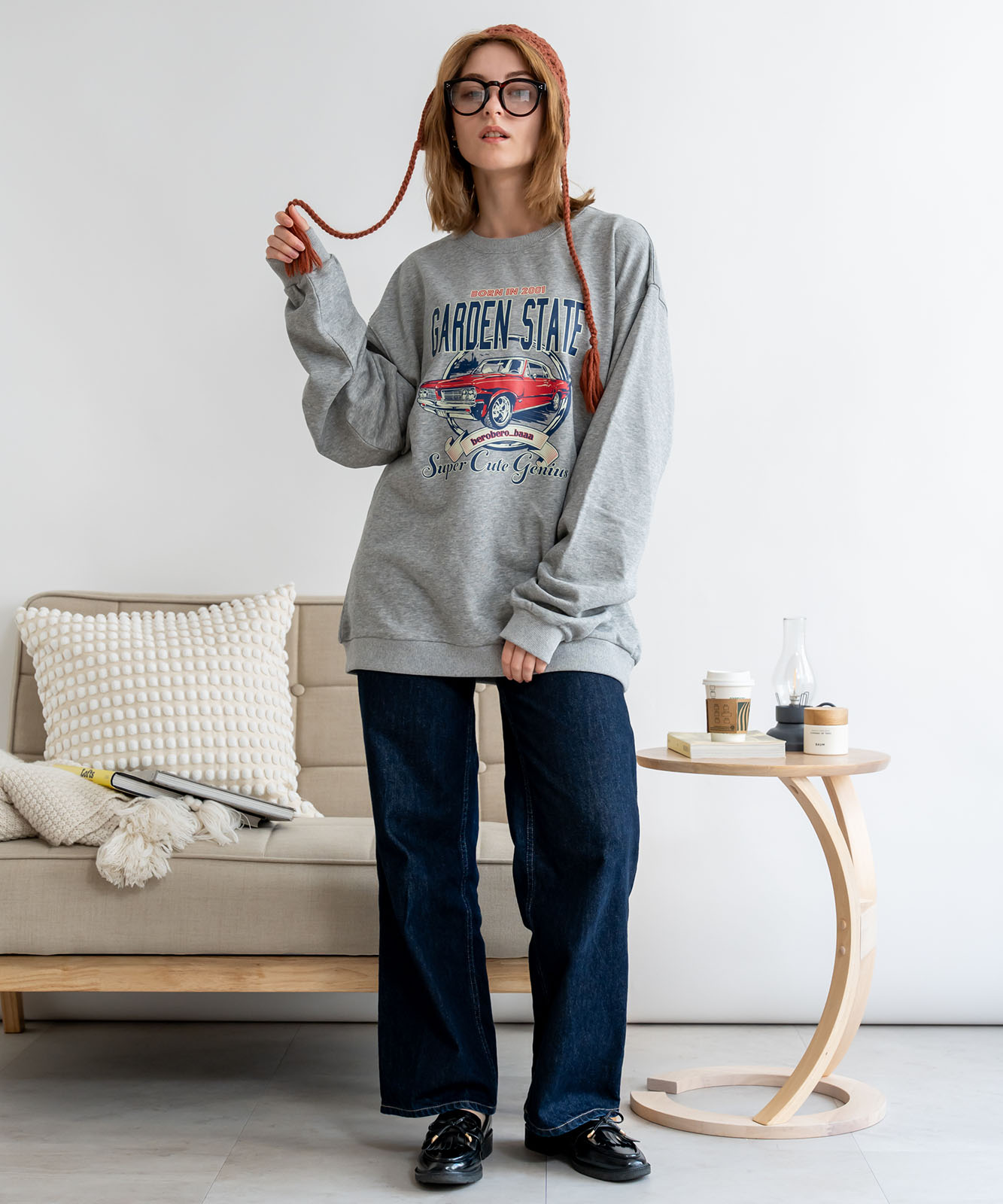 ルーズグラフィックプリント スウェット トレーナー メンズ レディース 秋服 冬服