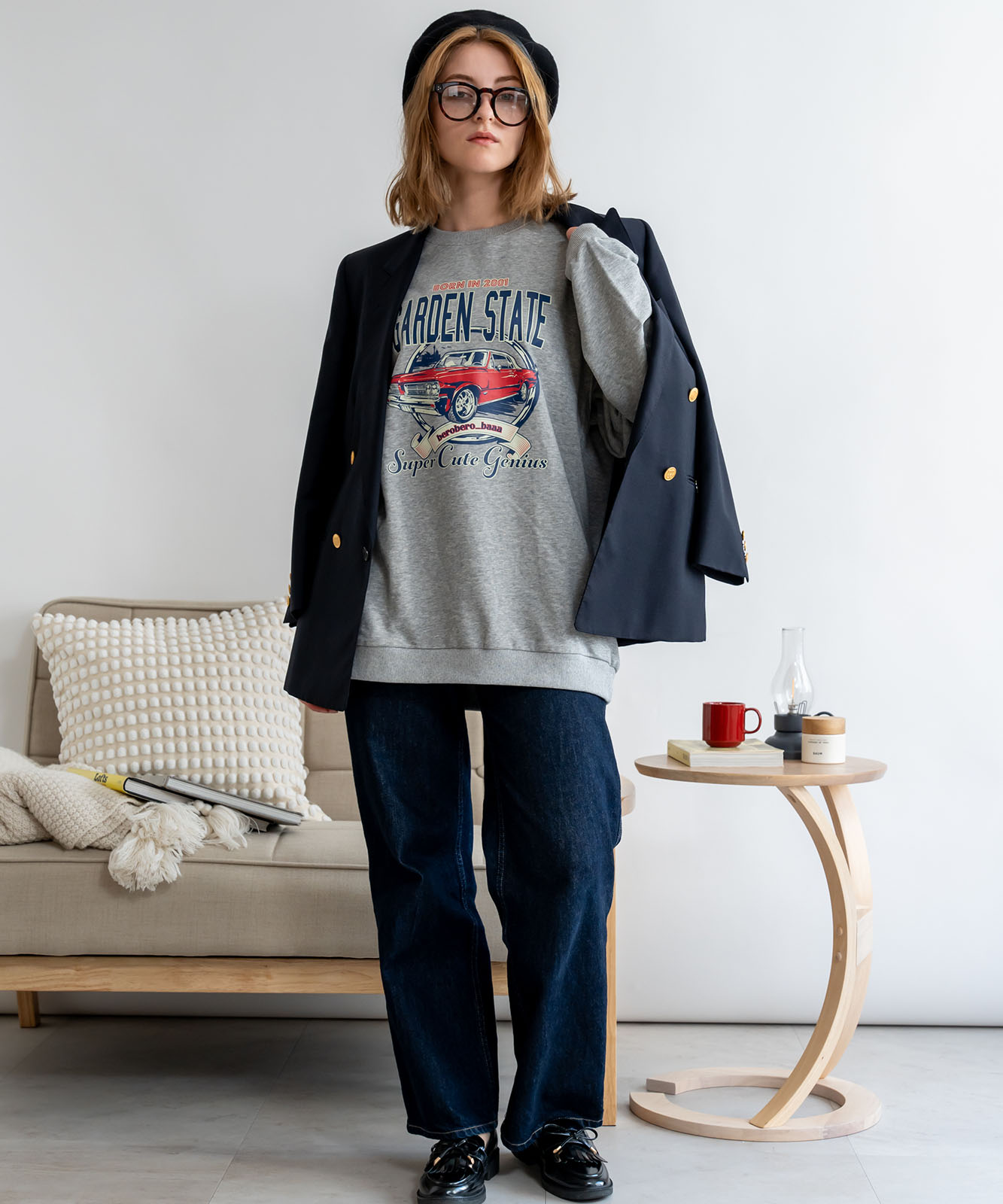 ルーズグラフィックプリント スウェット トレーナー メンズ レディース 秋服 冬服