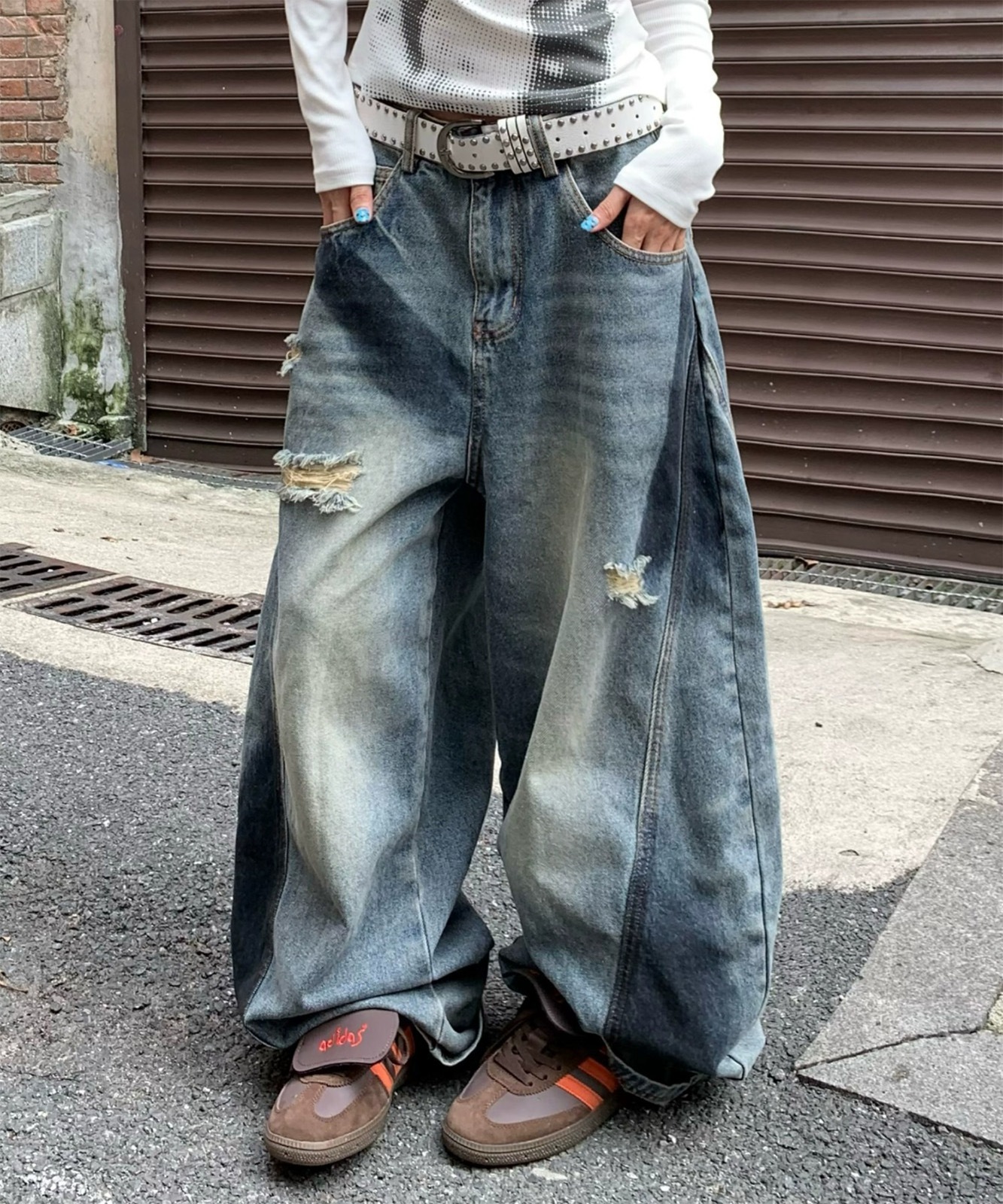 ペイント ダメージ デニムパンツ