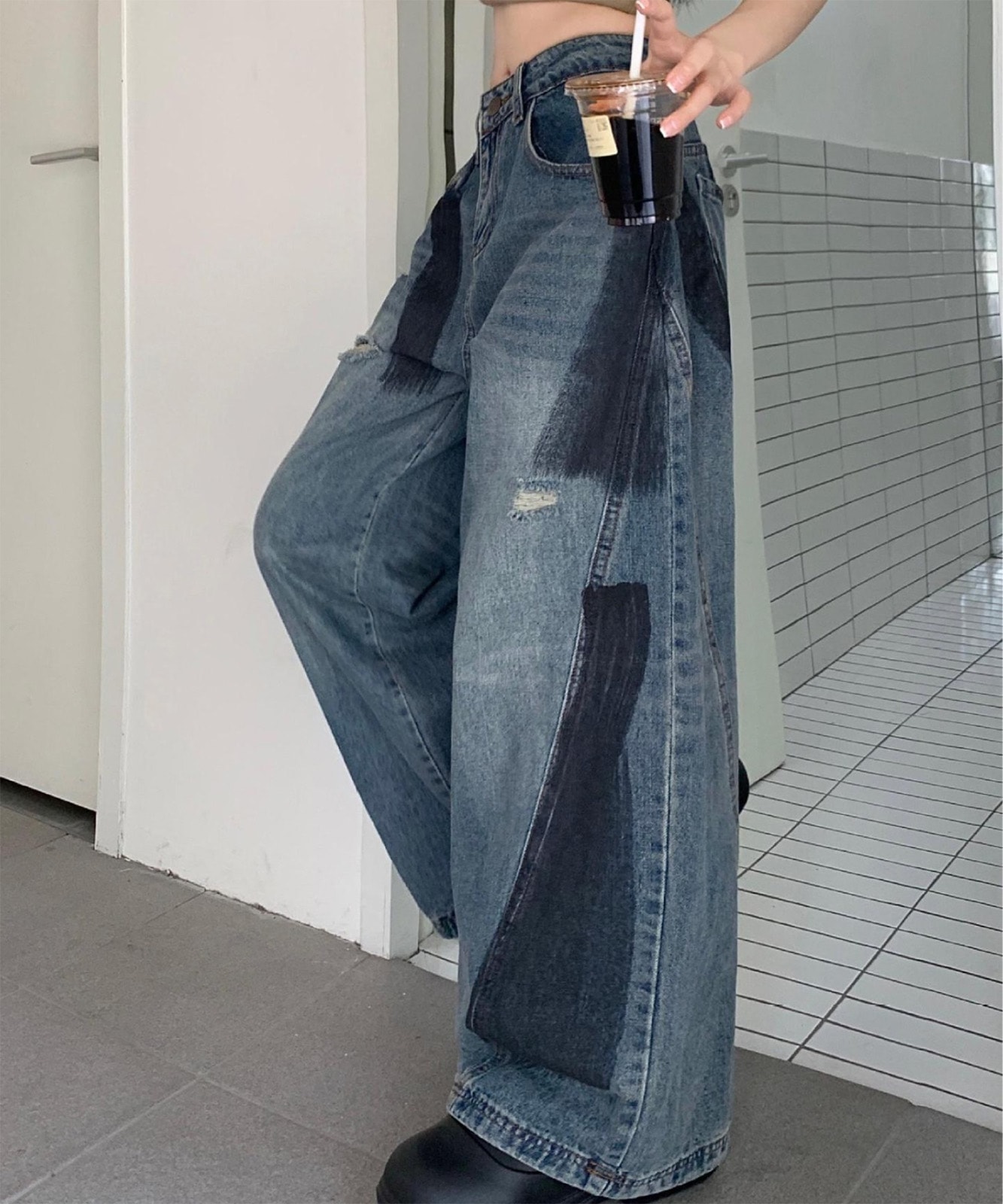 ペイント ダメージ デニムパンツ