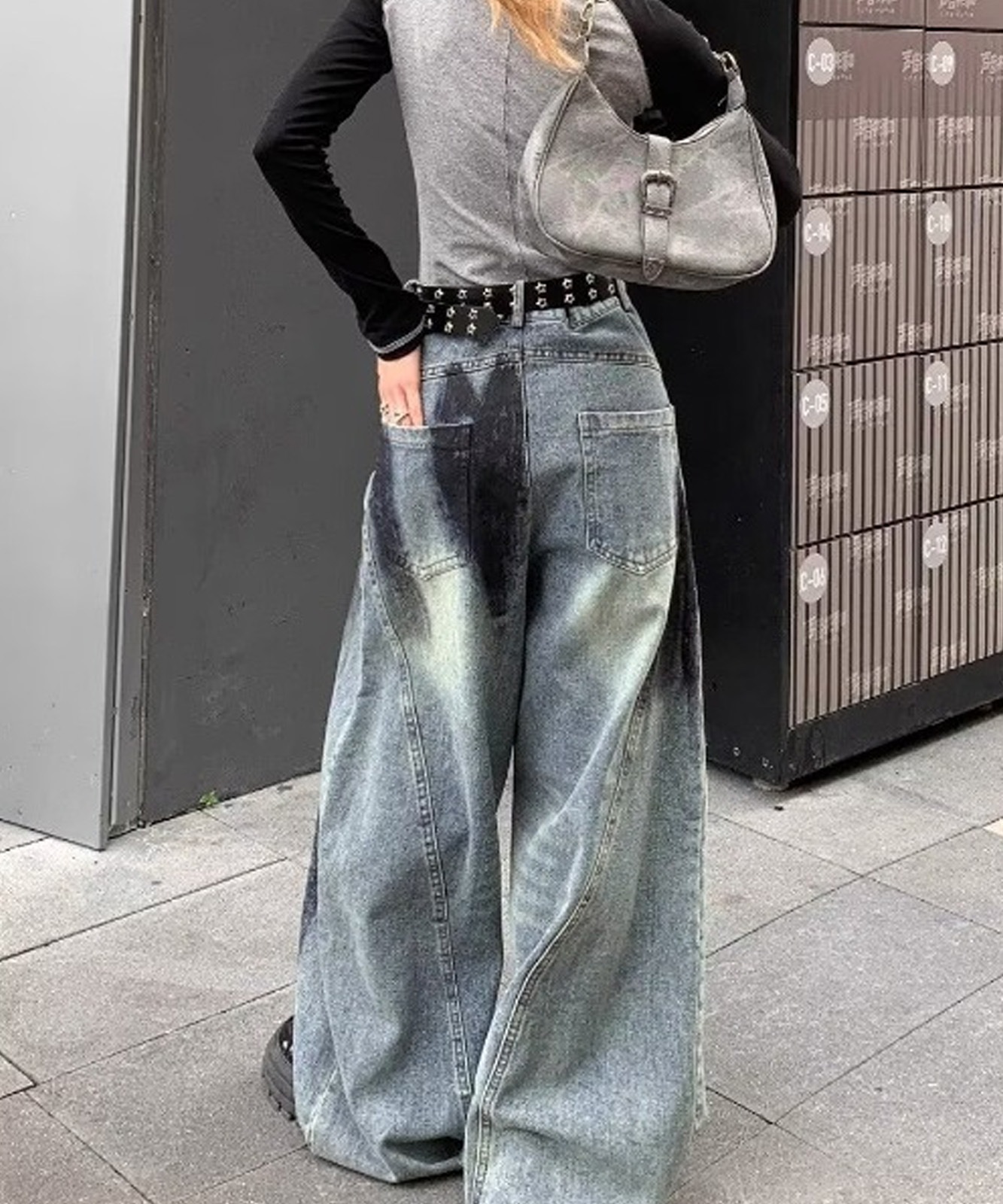 ペイント ダメージ デニムパンツ 