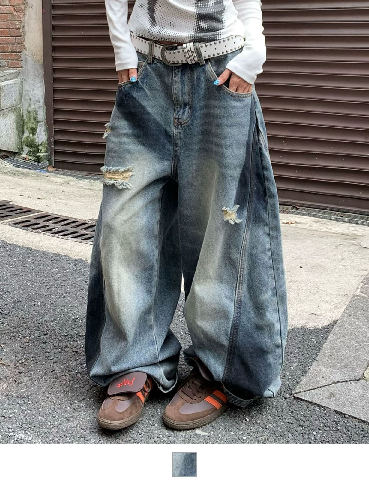 ペイント ダメージ デニムパンツ