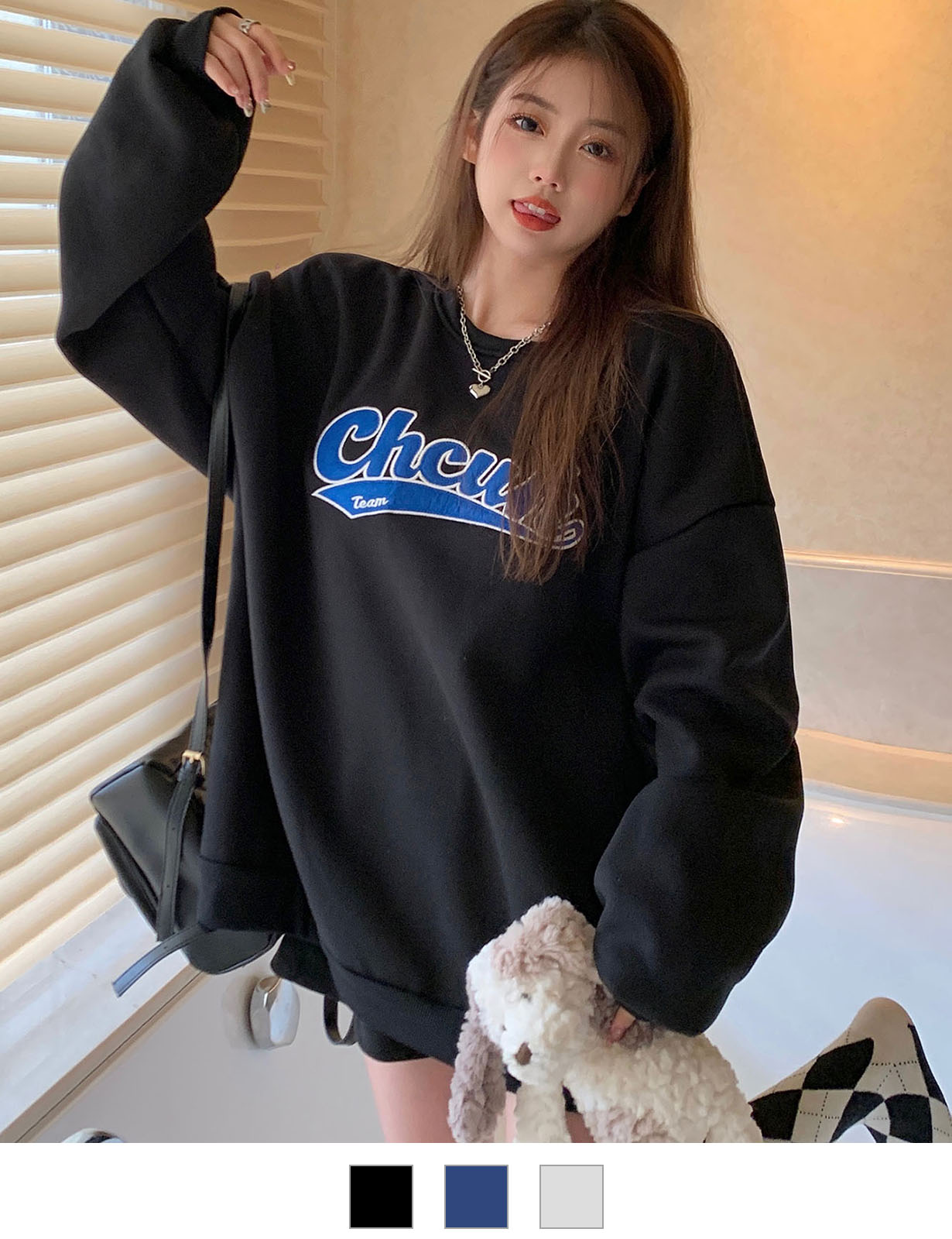 DEVICE select 韓国風ビッグシルエット カレッジロゴ フーディースウェット＆トレーナー メンズ レディース ユニセックス