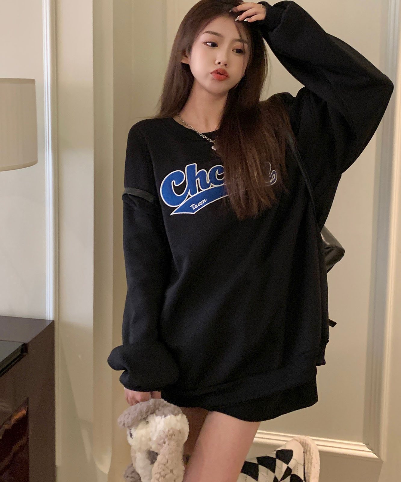DEVICE select 韓国風ビッグシルエット カレッジロゴ フーディースウェット＆トレーナー メンズ レディース ユニセックス