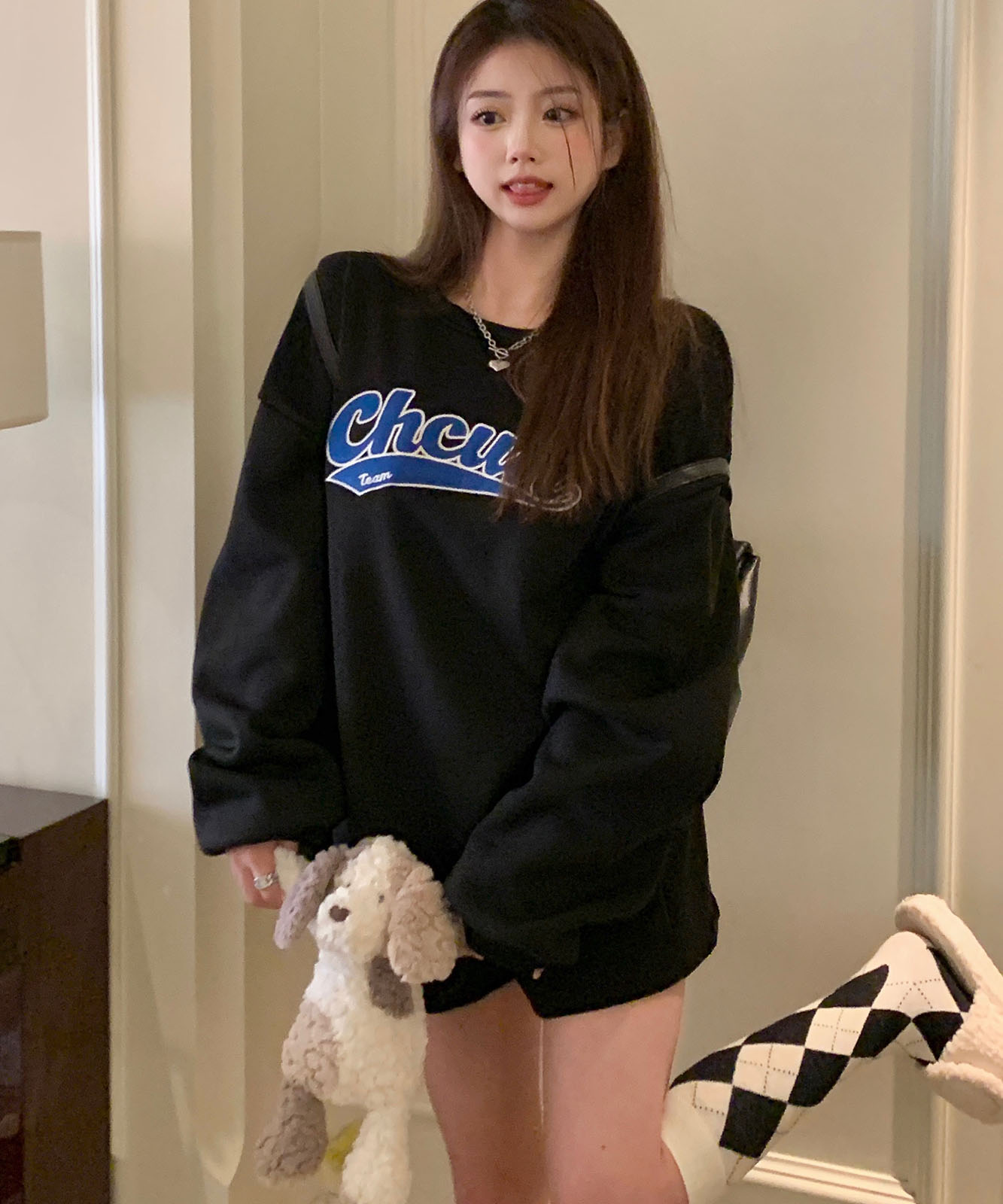 DEVICE select 韓国風ビッグシルエット カレッジロゴ フーディースウェット＆トレーナー メンズ レディース ユニセックス
