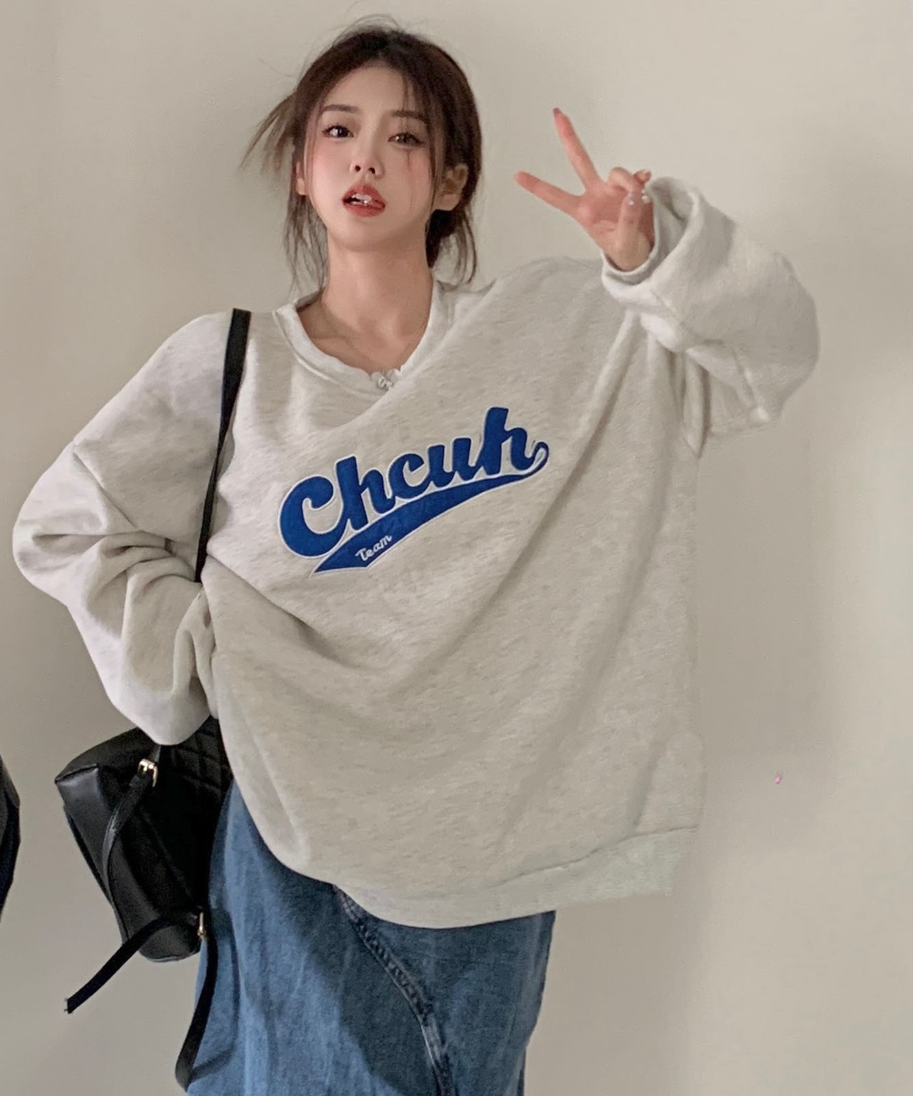 DEVICE select 韓国風ビッグシルエット カレッジロゴ フーディースウェット＆トレーナー メンズ レディース ユニセックス
