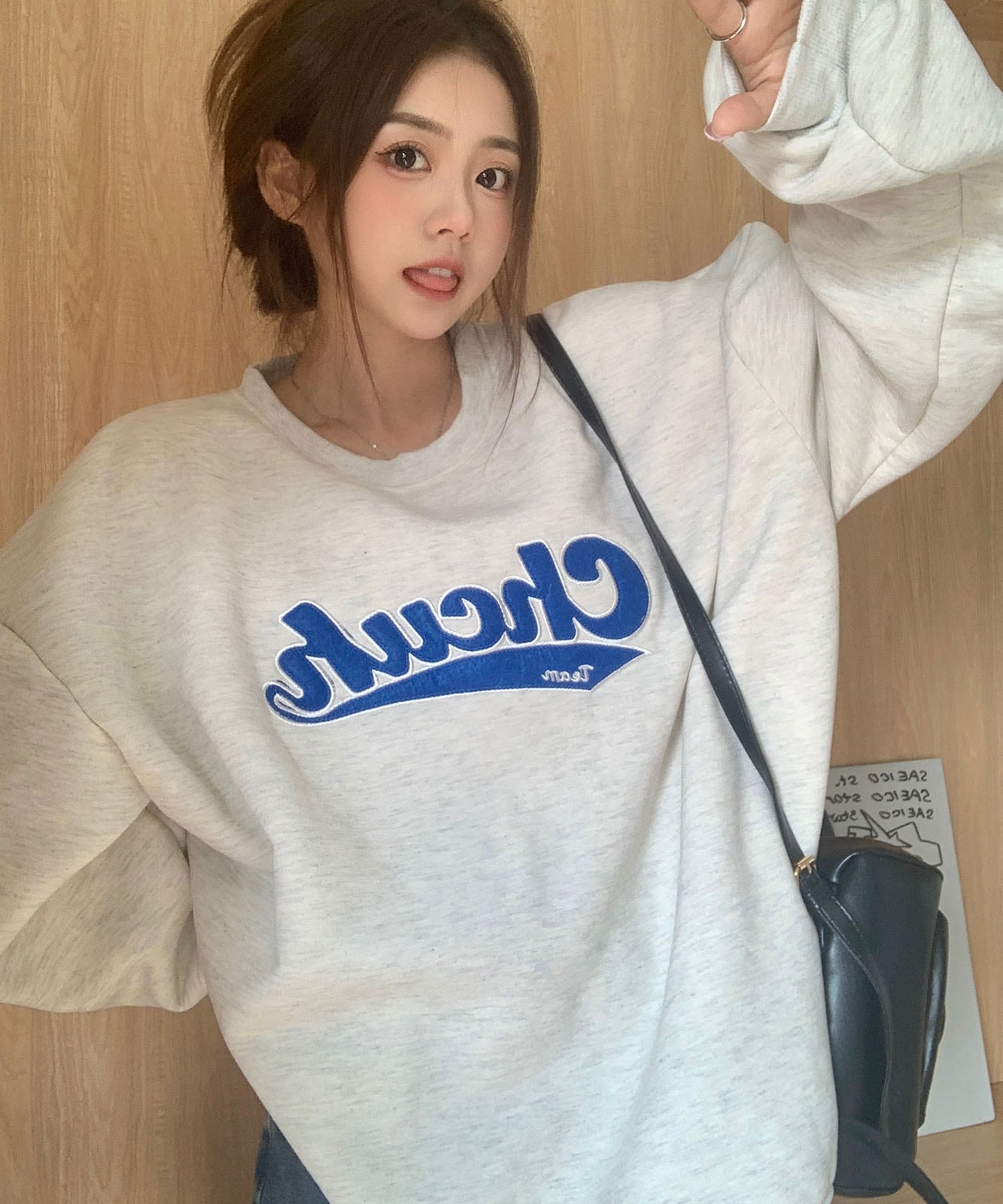 DEVICE select 韓国風ビッグシルエット カレッジロゴ フーディースウェット＆トレーナー メンズ レディース ユニセックス