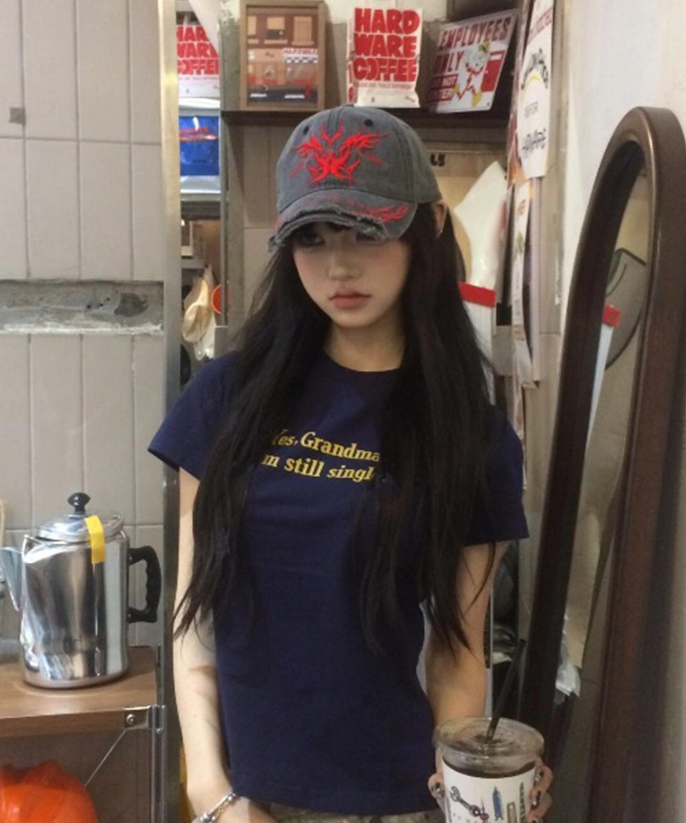【 DEVICE select 】シンプル 英字 ロゴ プリント 韓国 ストリート Y2K 古着風 クルーネック ショート丈 半袖 Tシャツ メンズ レディース ユニセックス TA1485T