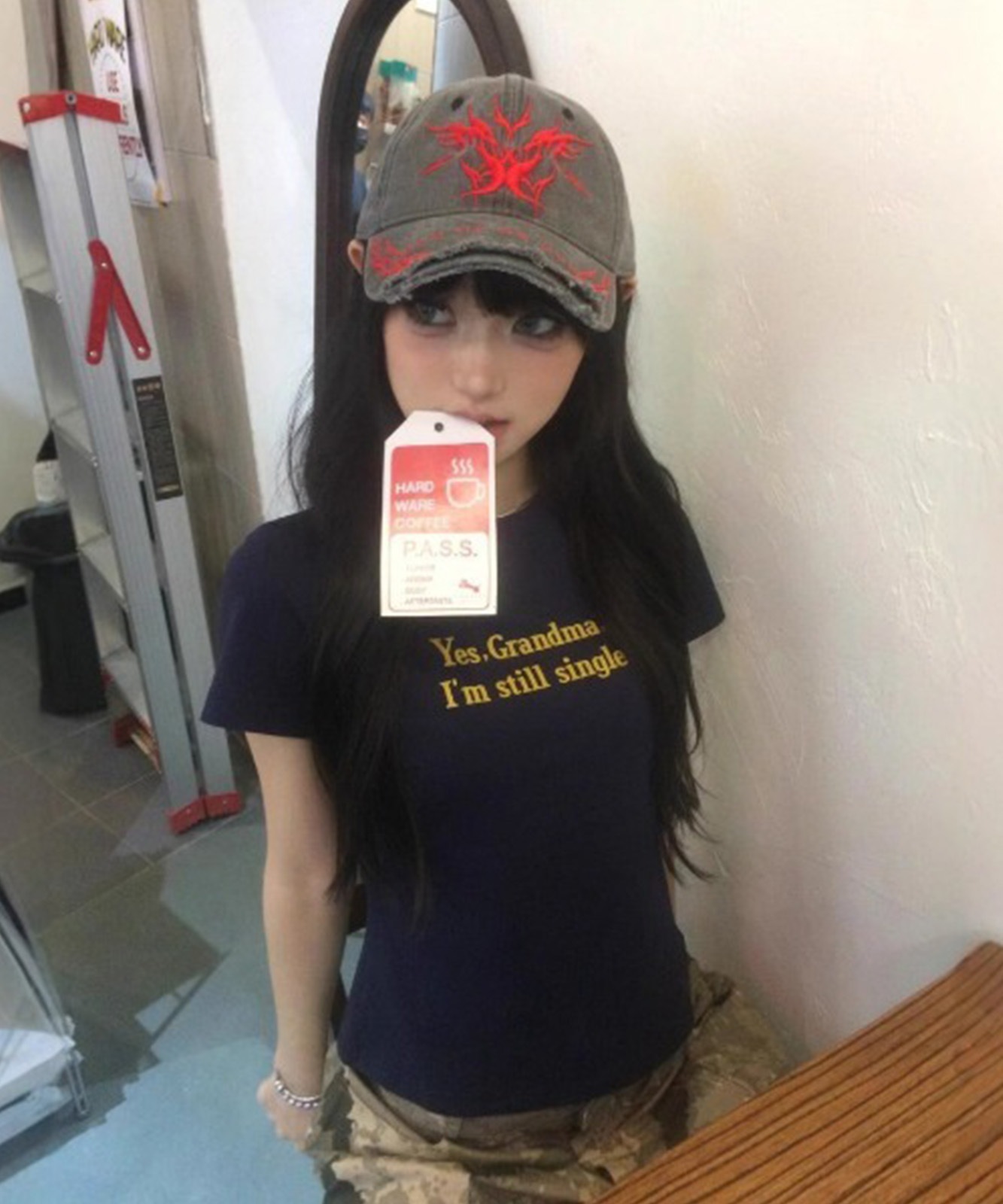 【 DEVICE select 】シンプル 英字 ロゴ プリント 韓国 ストリート Y2K 古着風 クルーネック ショート丈 半袖 Tシャツ メンズ レディース ユニセックス TA1485T