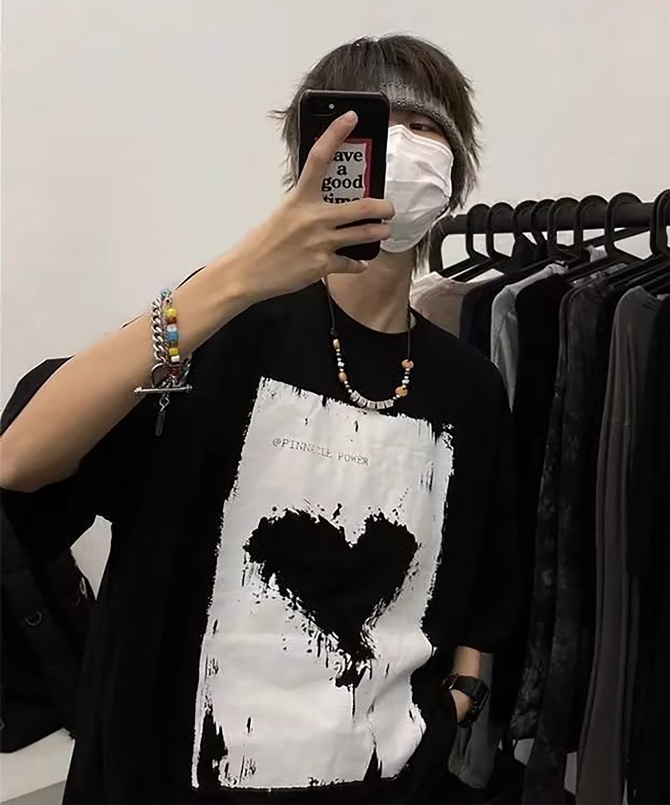 DEVICE select ヴィンテージライク ハート プリント 古着風 半袖 ビッグシルエット Tシャツ メンズ レディース