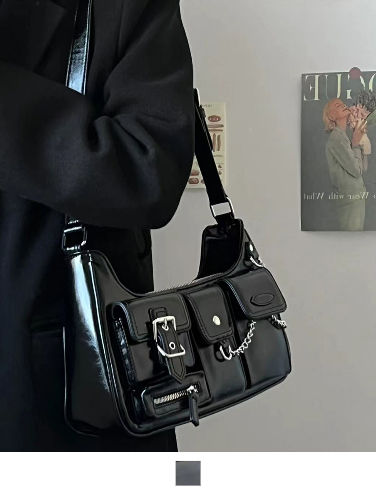 【 DEVICE select 】 マルチポケット チェーン ショルダーバッグ 肩掛けバッグ クロスバッグ レディース メンズ ユニセックス 韓国風 Y2K TA1208B