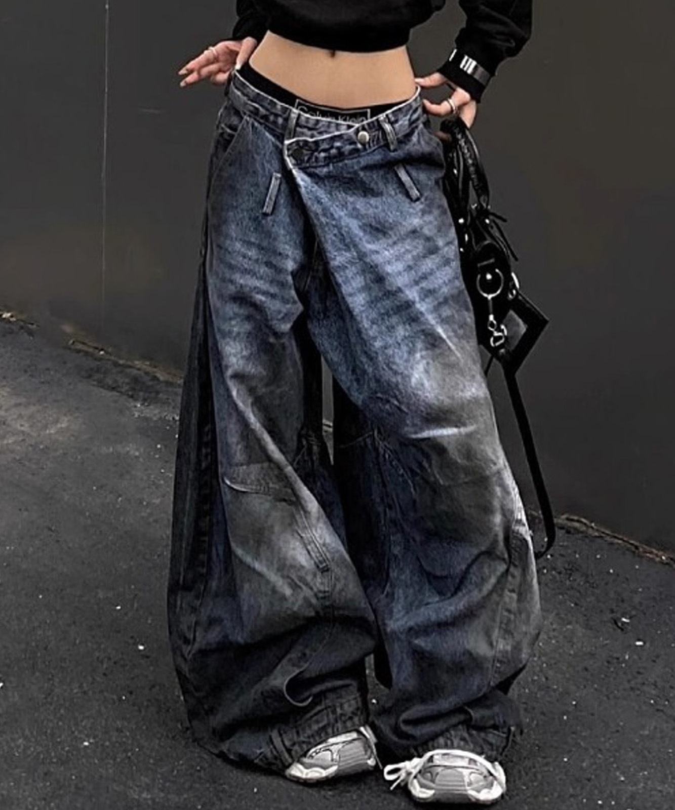 DEVICE select スーパーワイド ダメージ ヴィンテージライク バギーデニムパンツ メンズ レディース