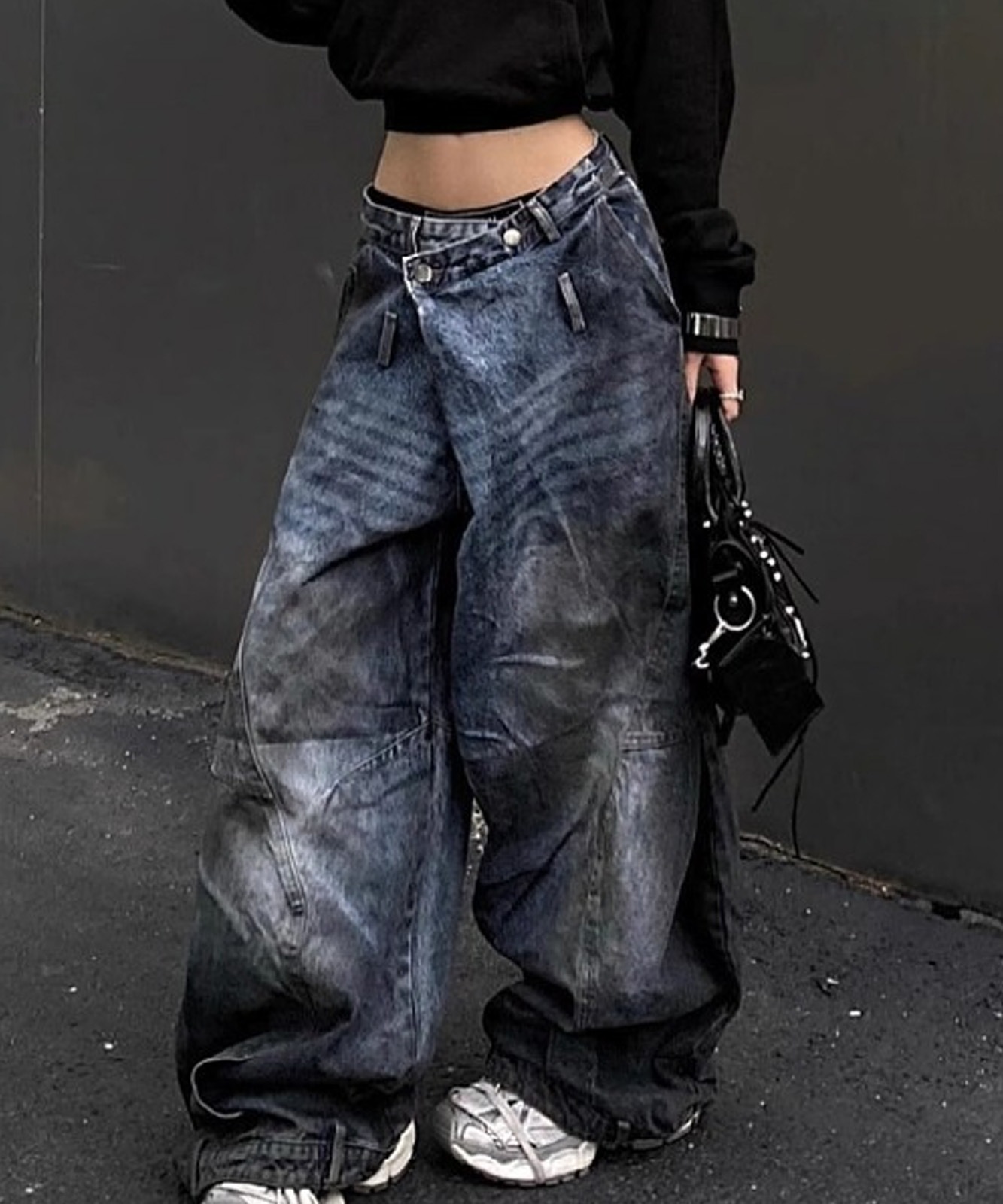 DEVICE select スーパーワイド ダメージ ヴィンテージライク バギーデニムパンツ メンズ レディース