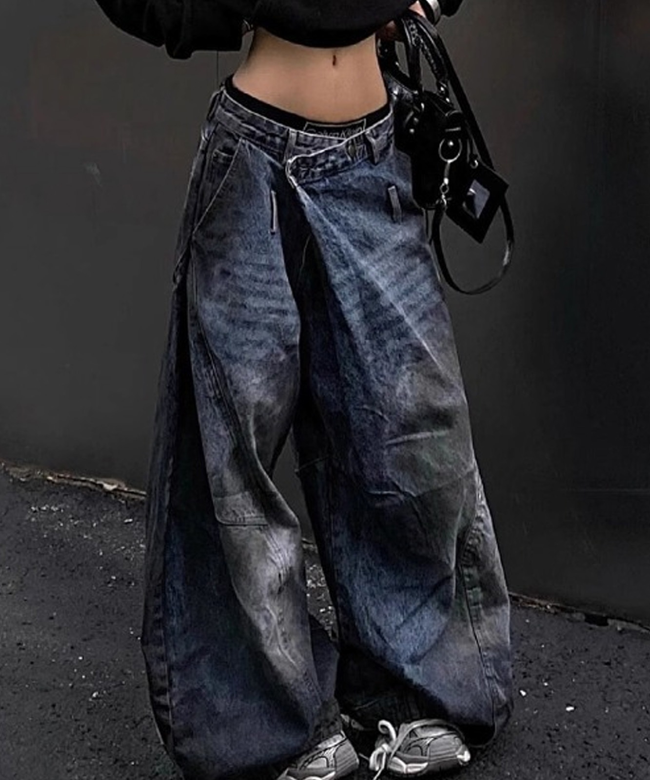 DEVICE select スーパーワイド ダメージ ヴィンテージライク バギーデニムパンツ メンズ レディース