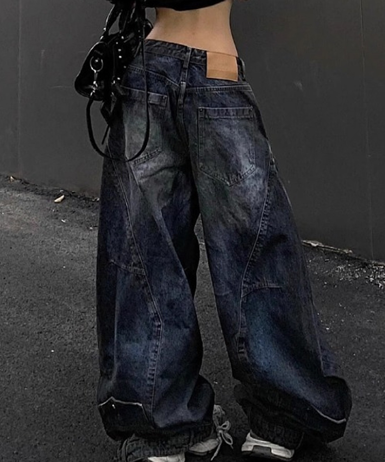 DEVICE select スーパーワイド ダメージ ヴィンテージライク バギーデニムパンツ メンズ レディース