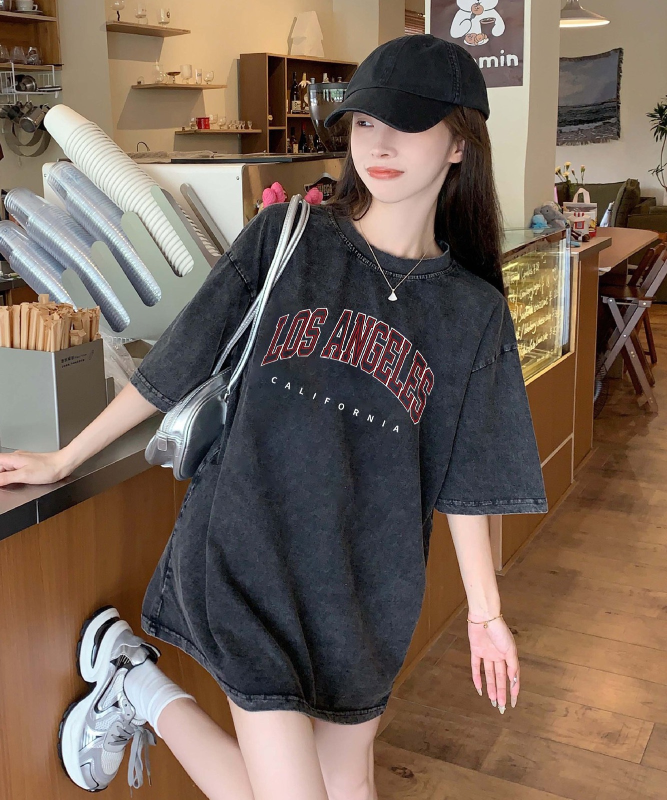 DEVICE select ロゴ プリント ピグメント 古着風 ビッグシルエット 半袖 Tシャツ メンズ レディース