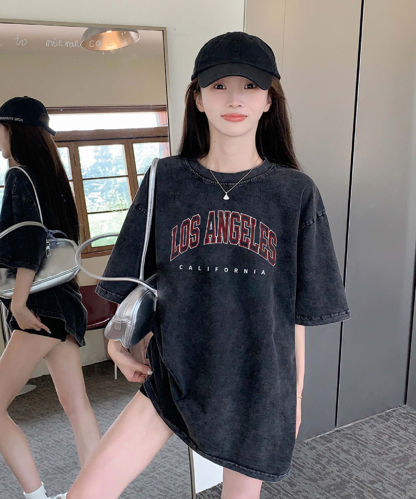 DEVICE select ロゴ プリント ピグメント 古着風 ビッグシルエット 半袖 Tシャツ メンズ レディース