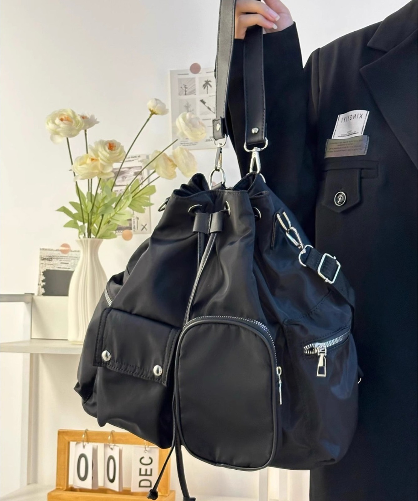 DEVICE select 3way 巾着 ショルダーバッグ リュック ハンドバッグ クロスバッグ メンズ レディース