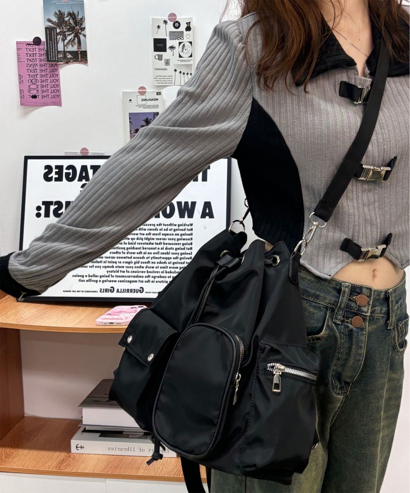 DEVICE select 3way 巾着 ショルダーバッグ リュック ハンドバッグ クロスバッグ メンズ レディース