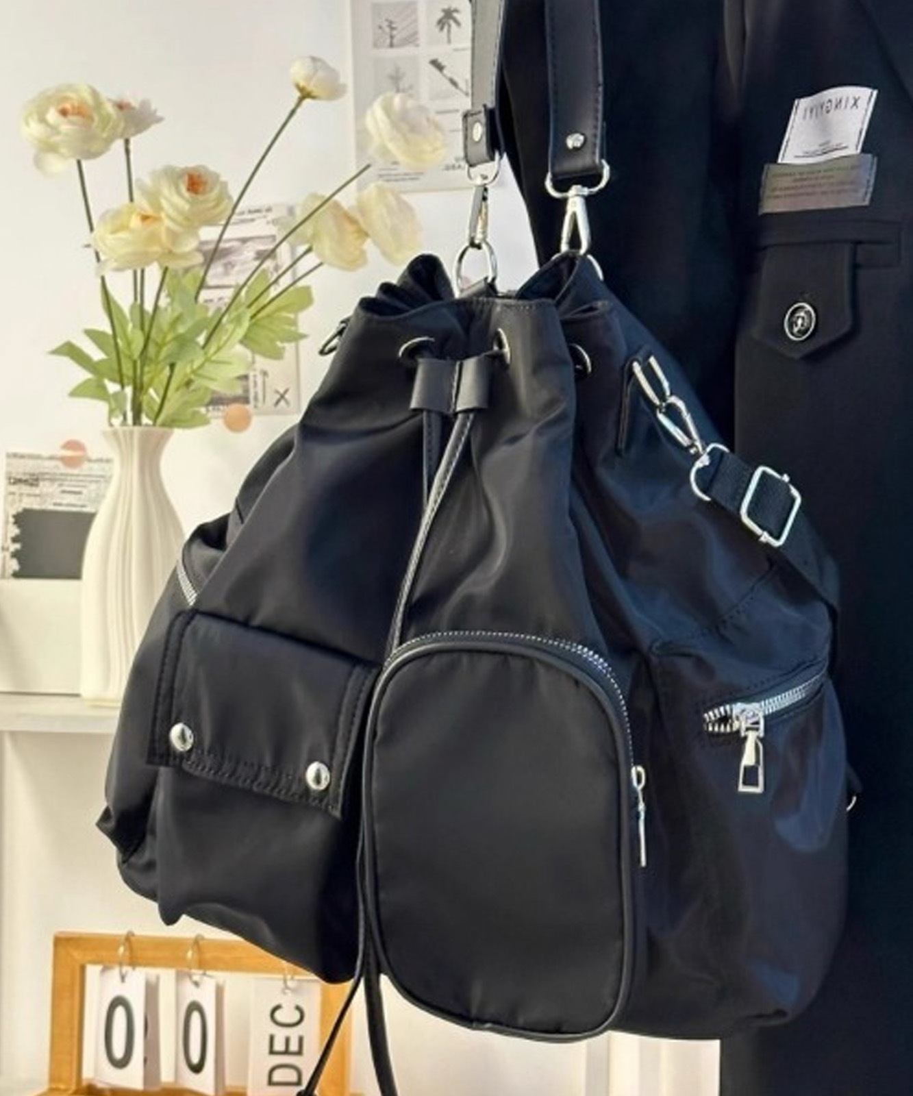 DEVICE select 3way 巾着 ショルダーバッグ リュック ハンドバッグ クロスバッグ メンズ レディース