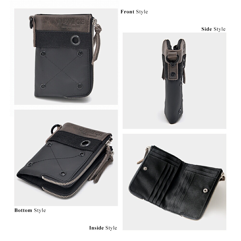 DEVICE ミリタリー ダブルジップ 二つ折り財布 DPN90039