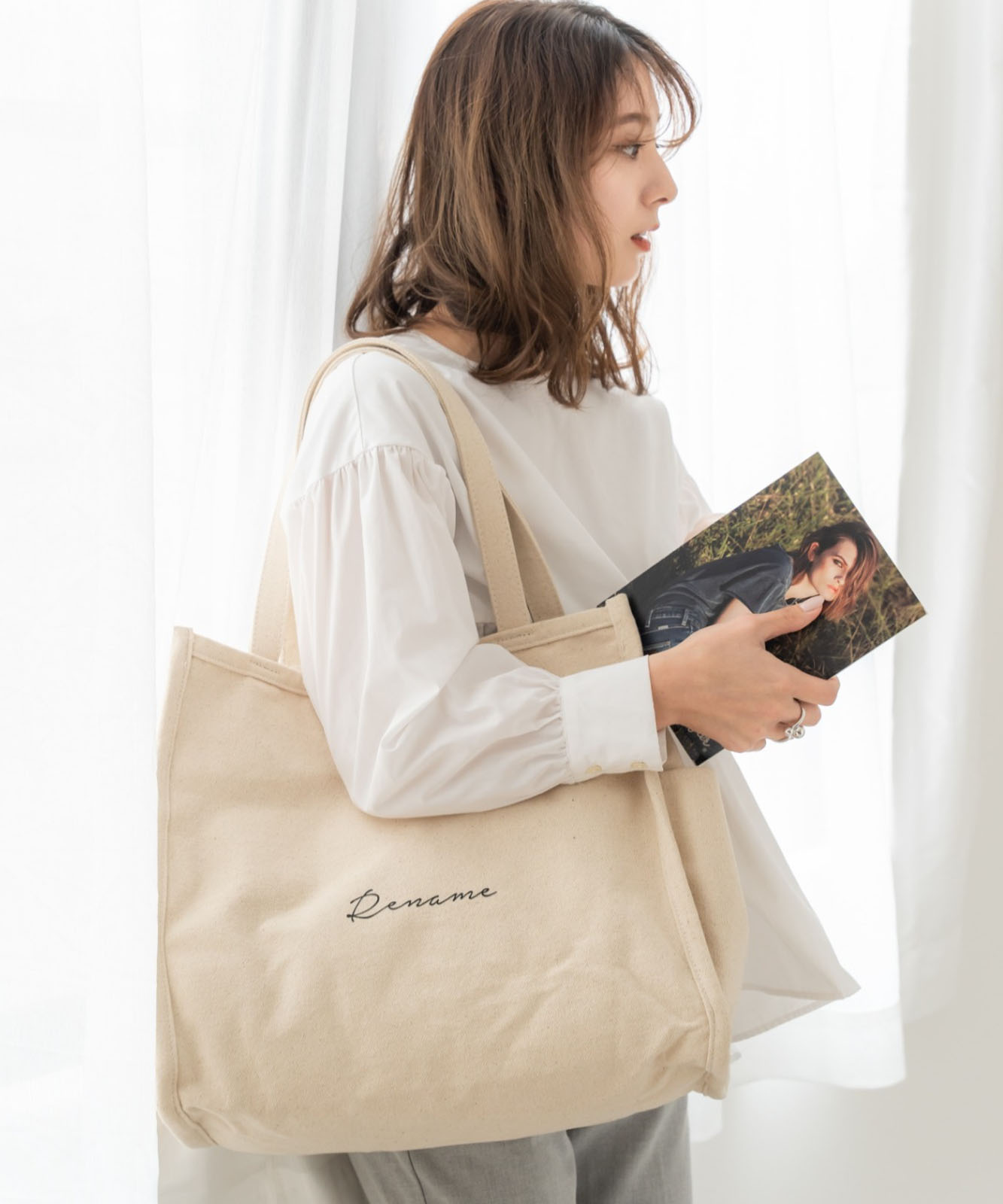 【 Rename 】 キャンバス スクエア BOX ビッグ トートバッグ A4収納可能 メンズ レディース ユニセックス RTH90029