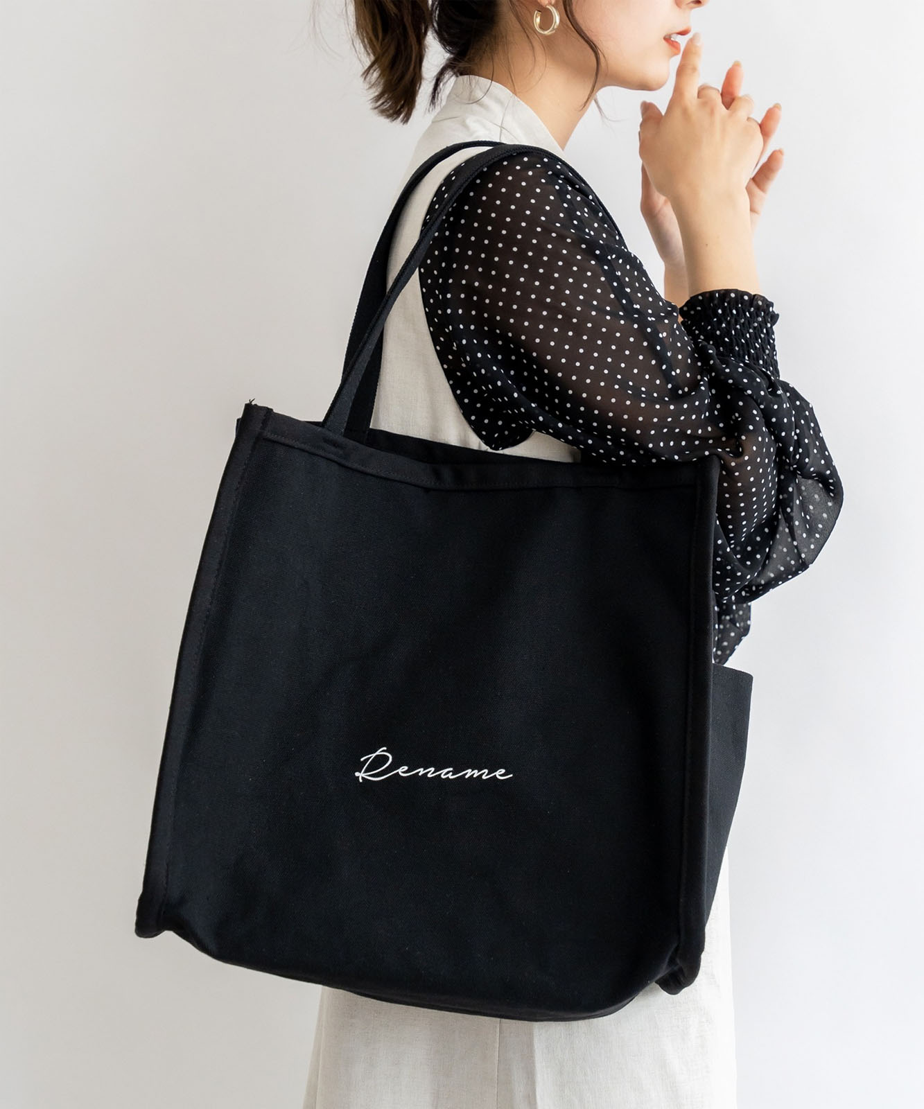 【 Rename 】 キャンバス スクエア BOX ビッグ トートバッグ A4収納可能 メンズ レディース ユニセックス RTH90029