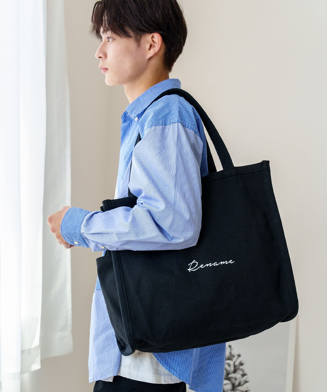 【 Rename 】 キャンバス スクエア BOX ビッグ トートバッグ A4収納可能 メンズ レディース ユニセックス RTH90029