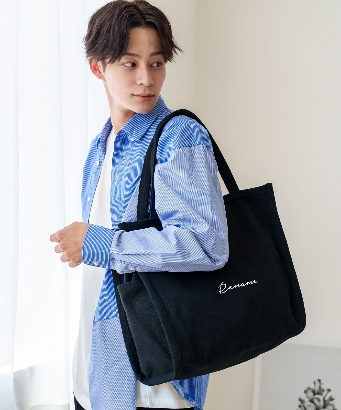 【 Rename 】 キャンバス スクエア BOX ビッグ トートバッグ A4収納可能 メンズ レディース ユニセックス RTH90029