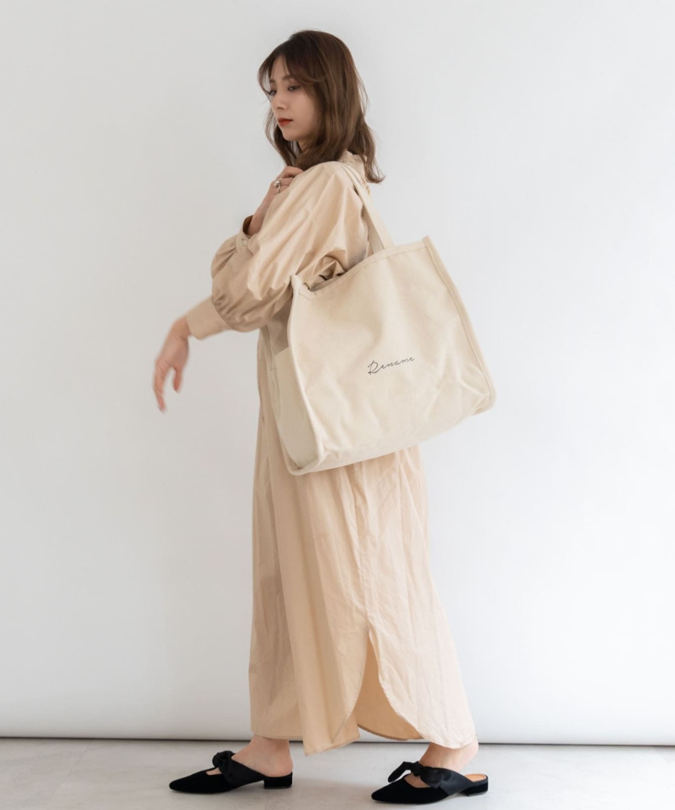 【 Rename 】 キャンバス スクエア BOX ビッグ トートバッグ A4収納可能 メンズ レディース ユニセックス RTH90029