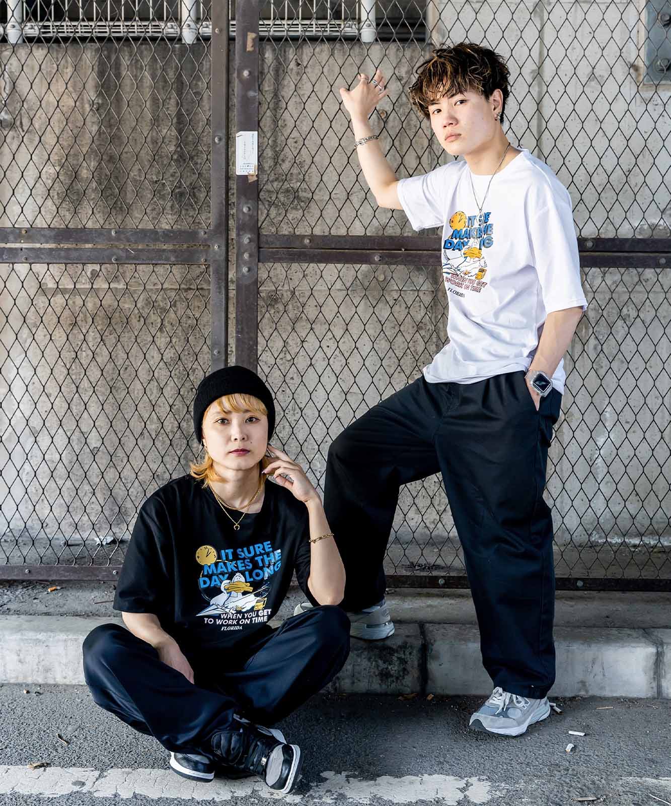 DEVICE select duckプリント 古着風 オーバーサイズ ビッグシルエット 半袖Tシャツ メンズ レディース ユニセックス