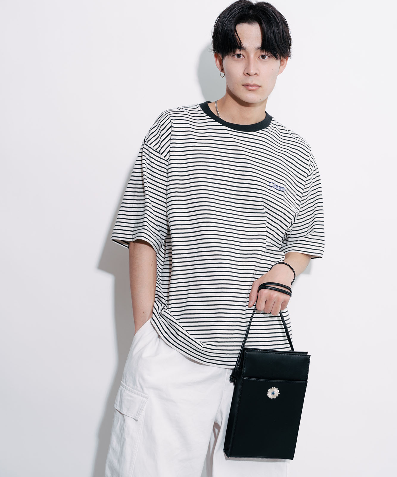 Rename フラワー  ロゴ刺繍 ショルダーバッグ