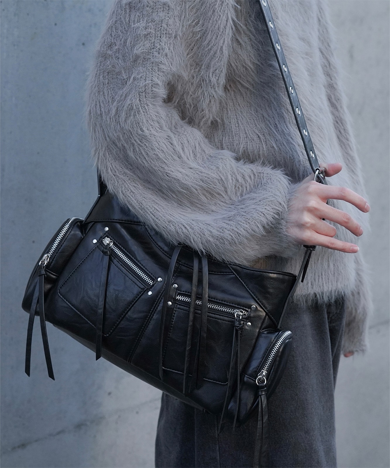 【 DEVICE × ユウコラボ 】 Rename シルバーマルチファスナーデザイン トート ショルダーバッグ メンズ レディース