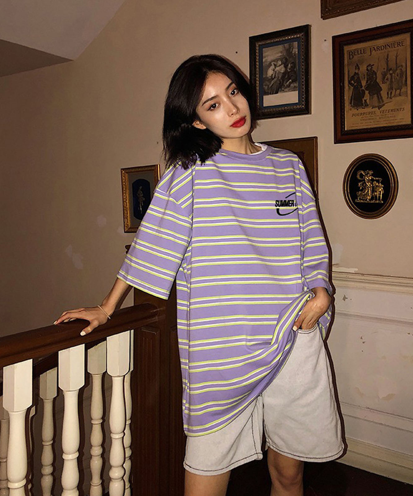 DEVICE select ビッグシルエット ボーダーTシャツ メンズ レディース