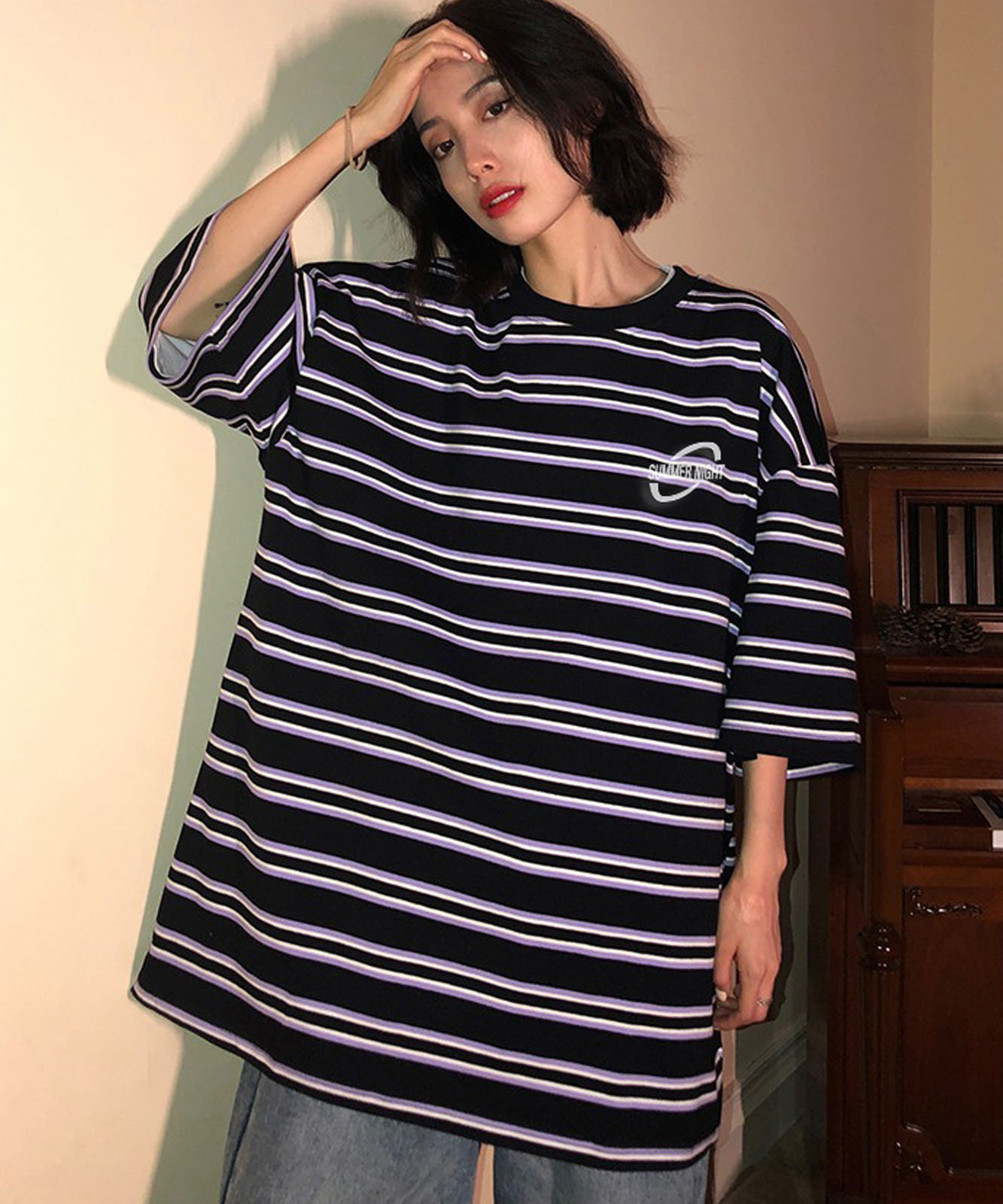 DEVICE select ビッグシルエット ボーダーTシャツ メンズ レディース
