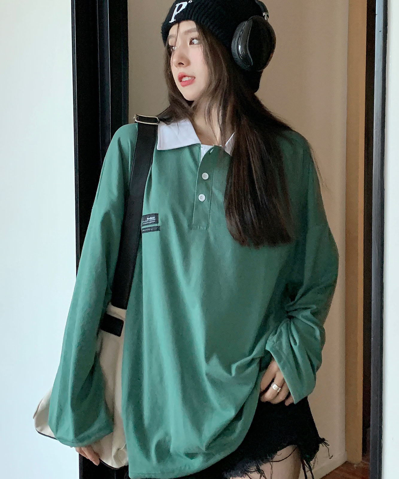 DEVICE select 韓国風 襟付ポロシャツ ビッグシルエット