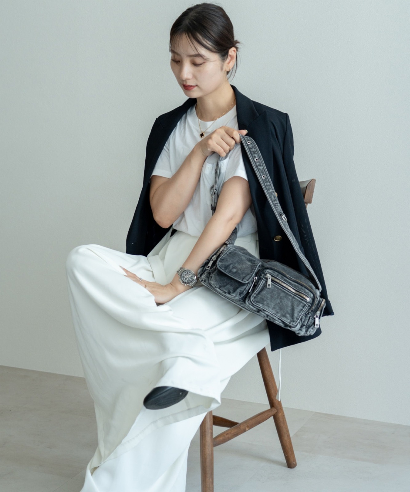 【 DEVICE 】 ヴィンテージ ウォッシュ デニム ショルダーバッグ メンズ レディース ユニセックス DSD25072