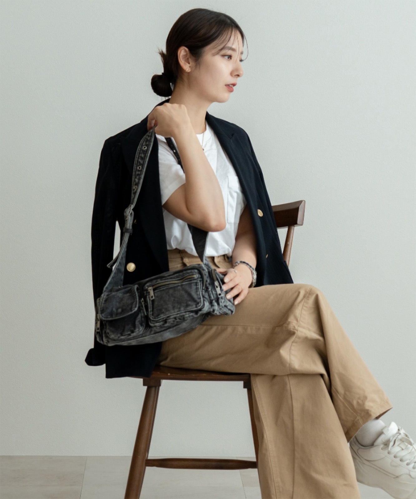 【 DEVICE 】 ヴィンテージ ウォッシュ デニム ショルダーバッグ メンズ レディース ユニセックス DSD25072