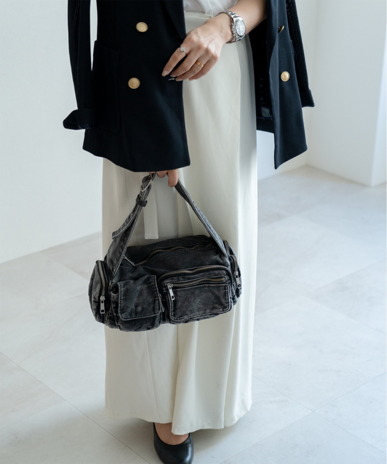 【 DEVICE 】 ヴィンテージ ウォッシュ デニム ショルダーバッグ メンズ レディース ユニセックス DSD25072