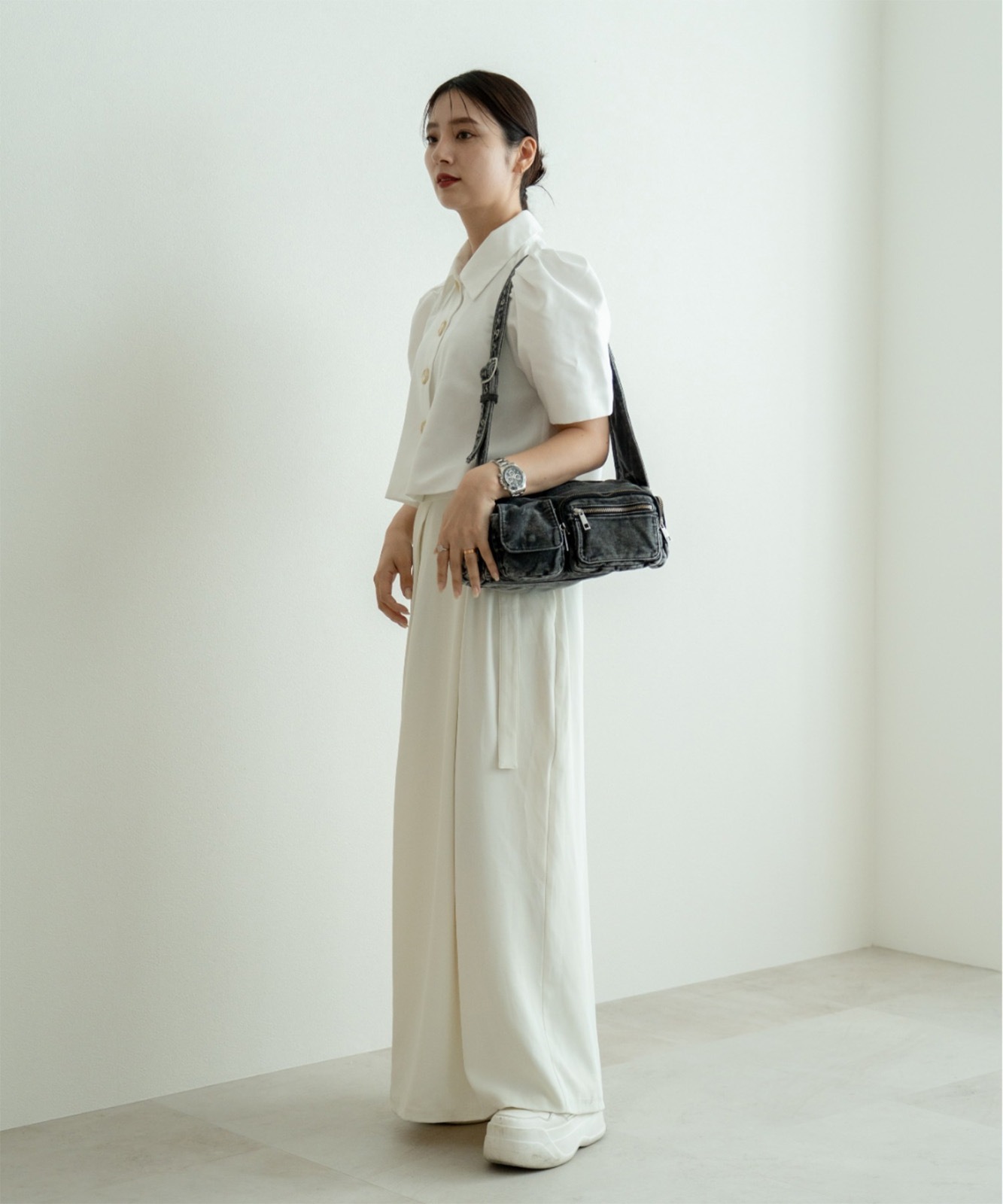 【 DEVICE 】 ヴィンテージ ウォッシュ デニム ショルダーバッグ メンズ レディース ユニセックス DSD25072