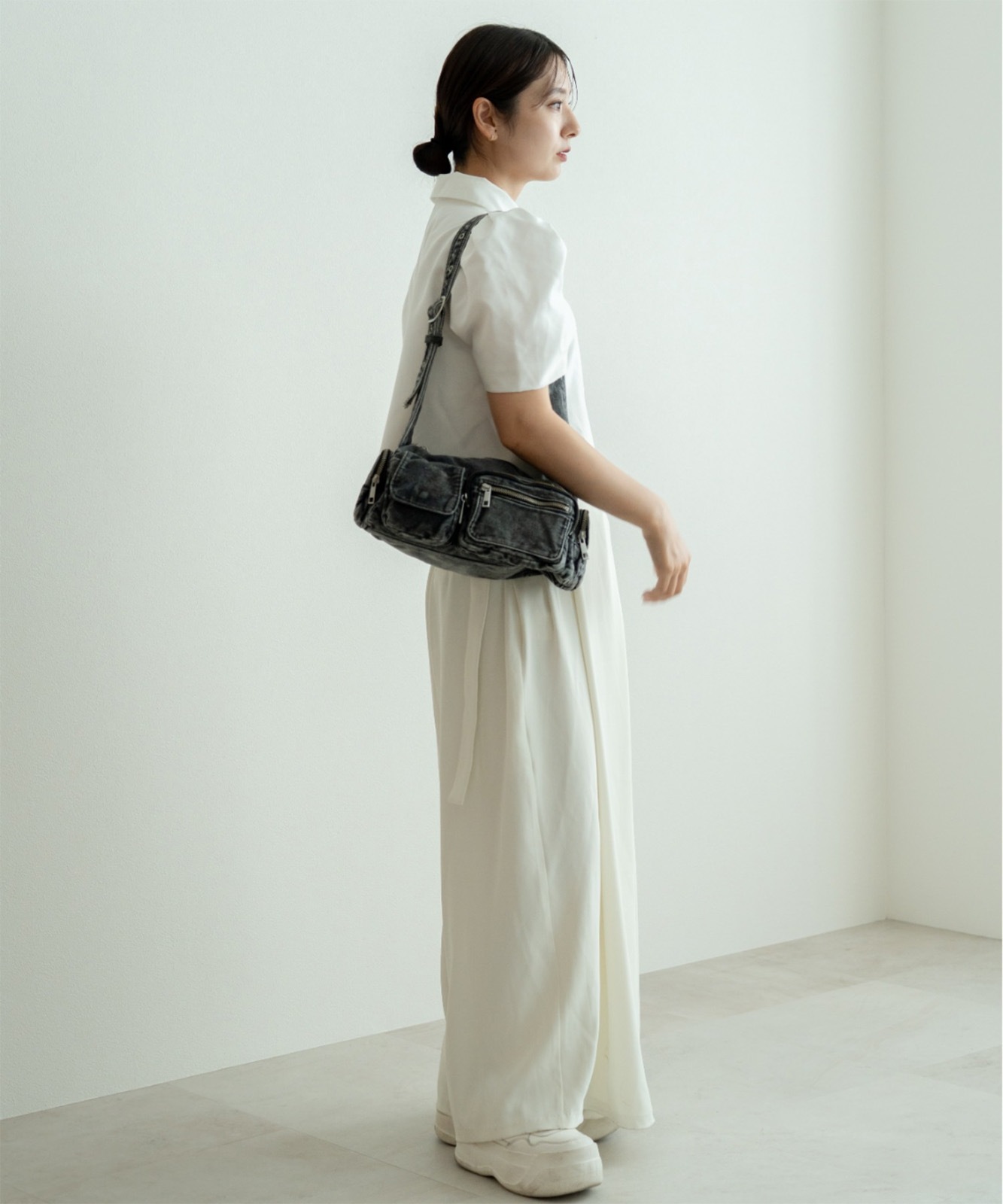 【 DEVICE 】 ヴィンテージ ウォッシュ デニム ショルダーバッグ メンズ レディース ユニセックス DSD25072