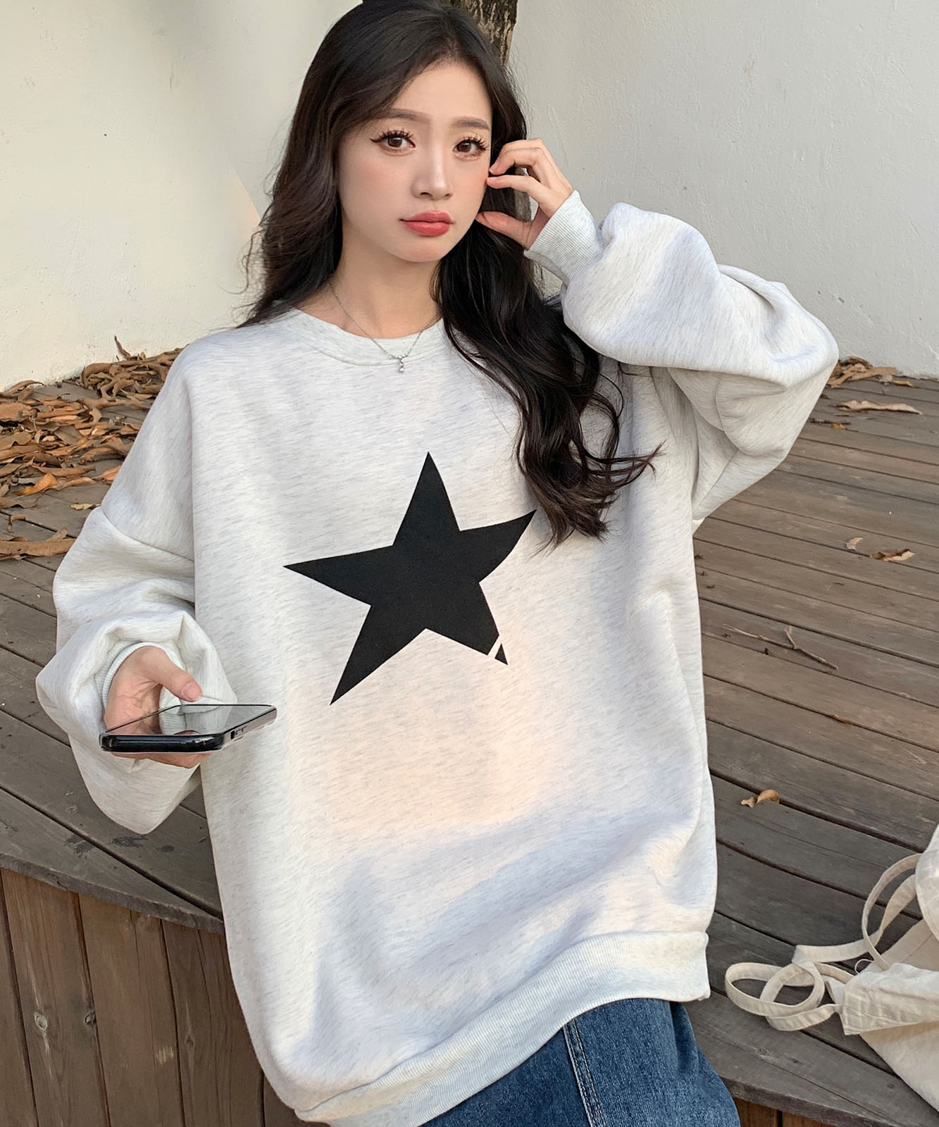 DEVICE select オーバーサイズ プルオーバー 星柄 スタープリント スウェット トレーナー ノームコア メンズ レディース