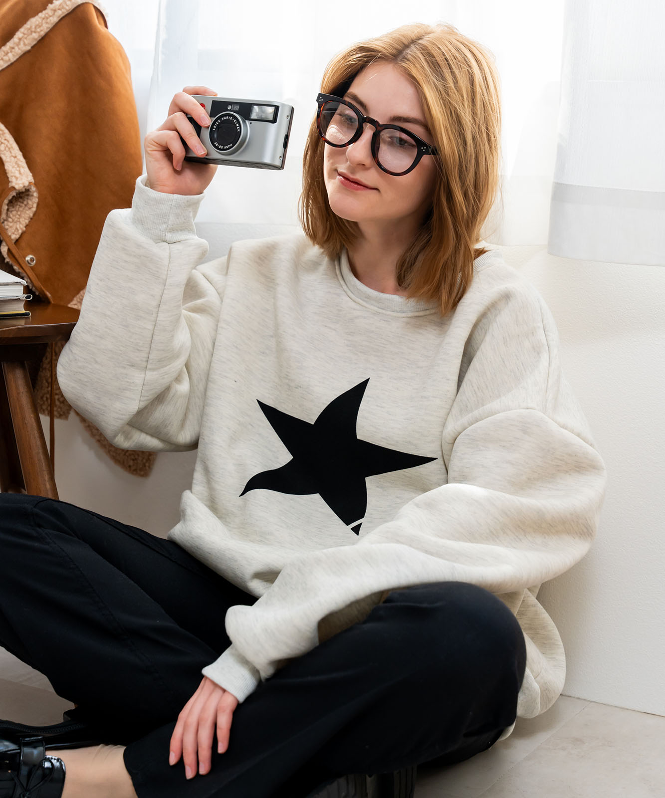 DEVICE select オーバーサイズ プルオーバー 星柄 スタープリント スウェット トレーナー ノームコア メンズ レディース