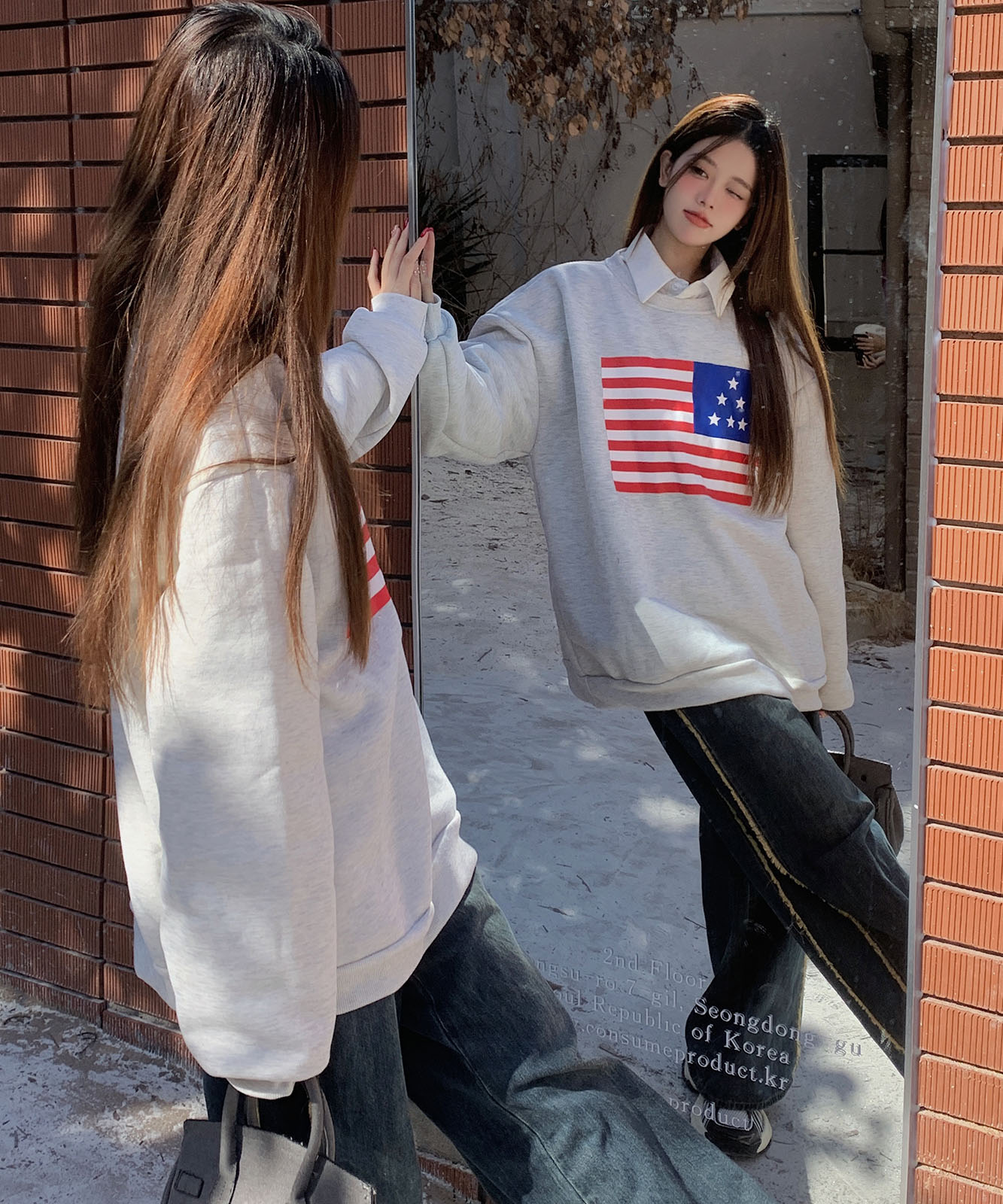 DEVICE select オーバーサイズ プルオーバー 星柄 スタープリント スウェット トレーナー ノームコア メンズ レディース